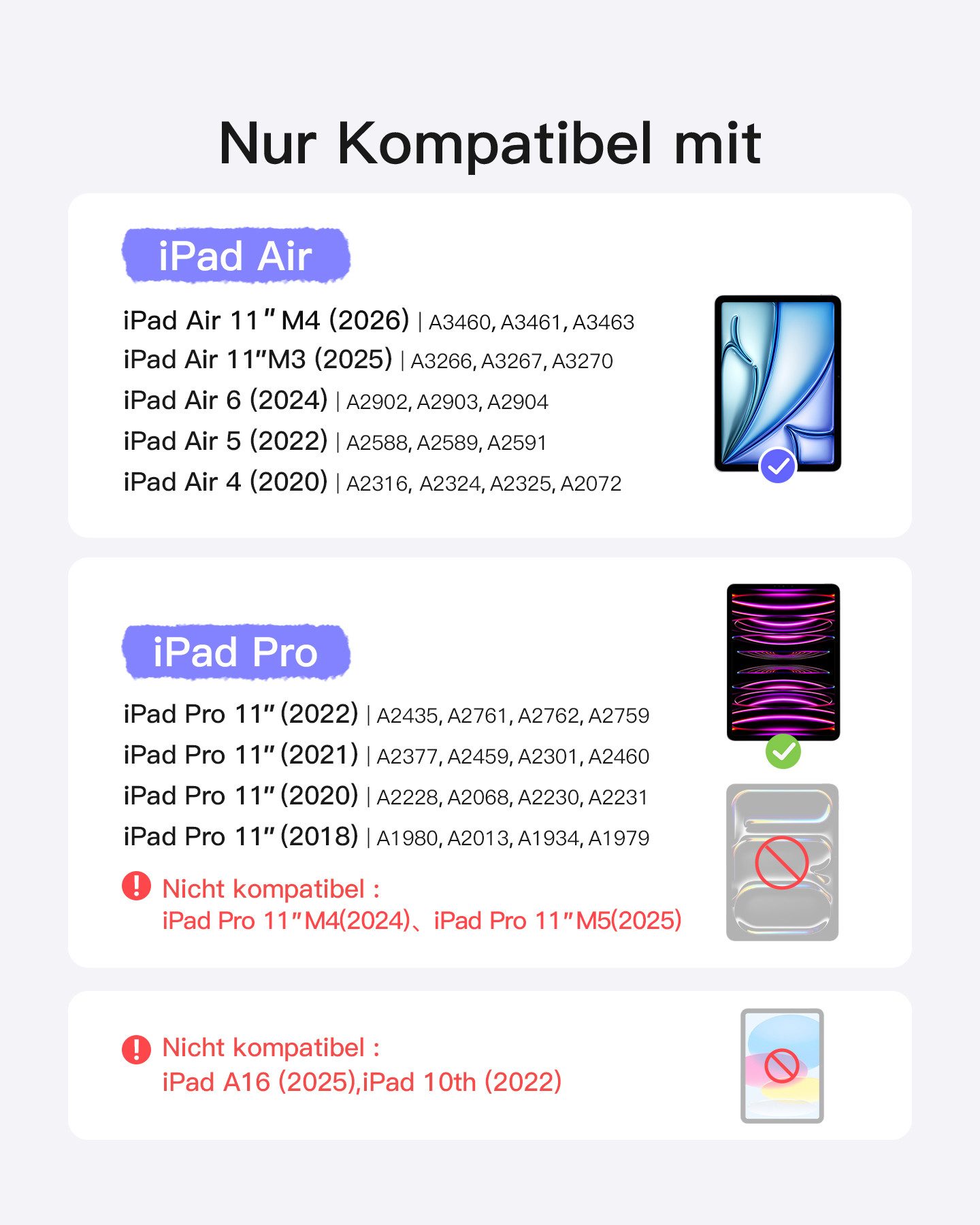 Inateck Magnetische Tastatur Hülle für 11'' iPad Air M4 M3 M2, iPad Pro 4/3/2 iPad-Tastatur (Magic keyboard, 7-Farbige Hintergrundbeleuchtung)