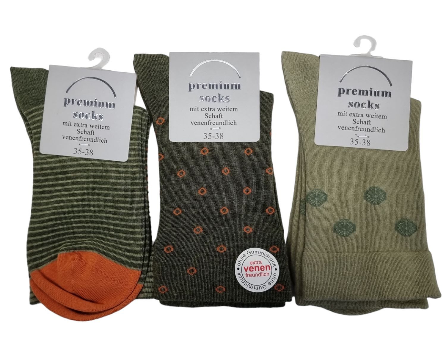 CNB Gesundheitssocken Damen Socken mit extra weitem Schaft,venenfreundlich, 3er Pack (Packung, 3 Paar)