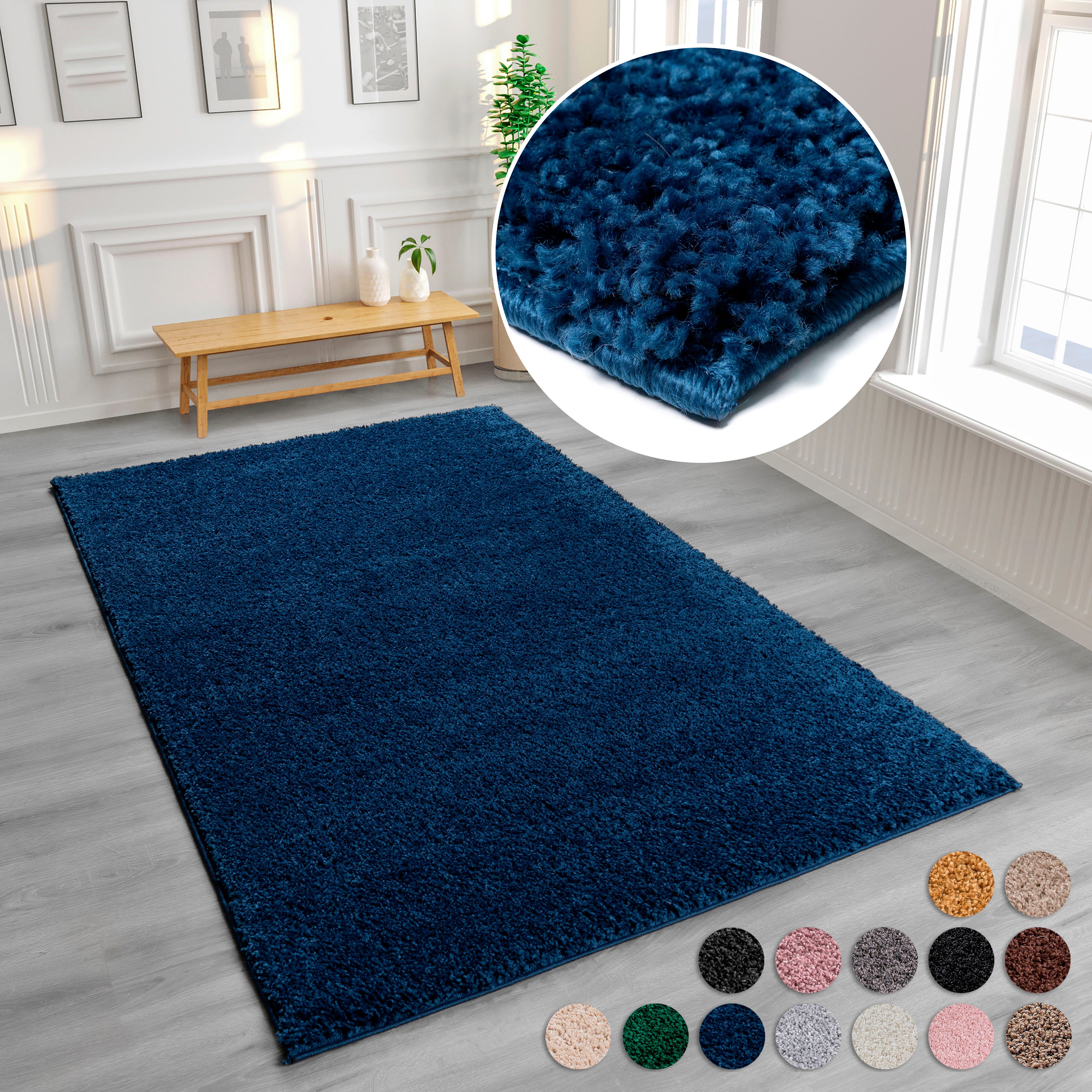 my home Hochflor-Teppich Viva, rechteckig, Höhe: 45 mm, Uni Farben, einfarbig, besonders weich und kuschelig, Kundenliebling