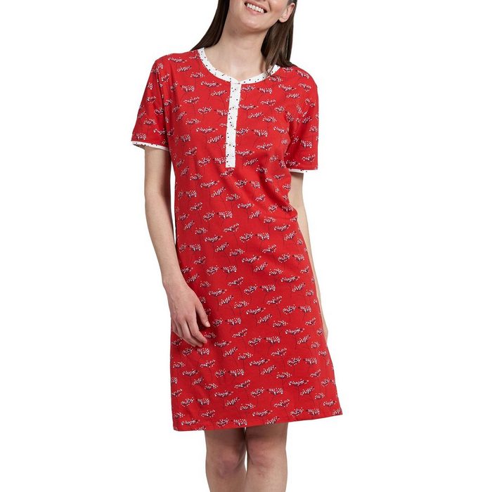 GÖTZBURG Nachthemd GÖTZBURG Damen Nachthemd rot bedruckt (1-tlg)