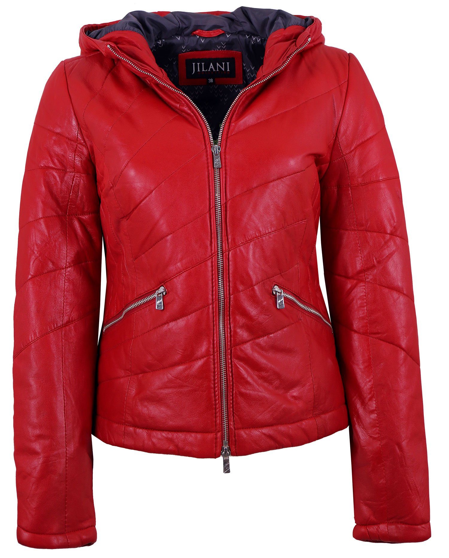 Jilani Lederjacke Kiko #KJ Echtleder Damen Lederjacke Steppjacke Lammnappa rot