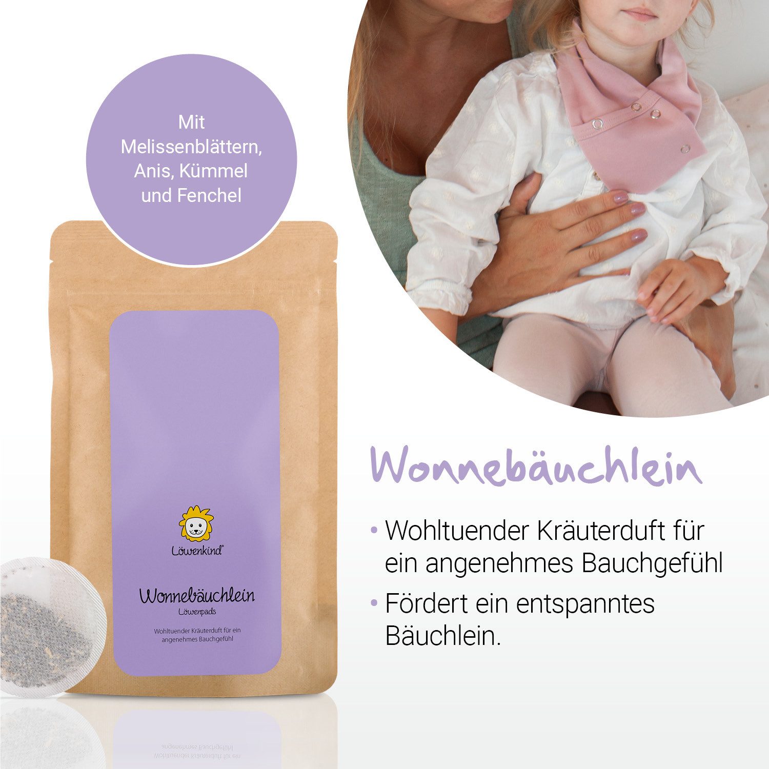 Löwenkind Körperpflegemittel Wonnebäuchlein-Kräuterpads Nachfüllpackungen, 2-tlg., 2x10 Pads = Ø 100 Tage nutzbar