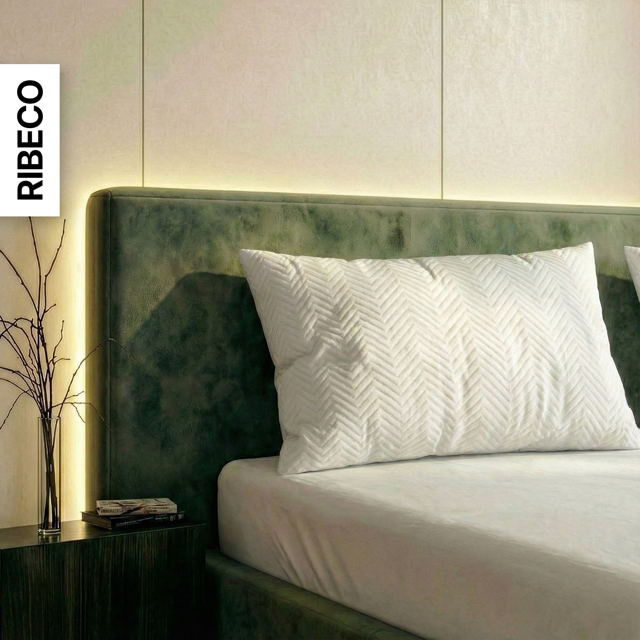 RIBECO Nackenstützkissen Luca Kissen 40x80 & 80x80 cm, 18 cm Höhe, Füllung: Taschenfedern & Viscoschaum & Polyestervlies, Bezug: Microfaser, Seitenschläfer, Bauchschläfer, Rückenschläfer, mit kleinen Taschenfedern & mit über 1700 positiven Kundenbewertungen!