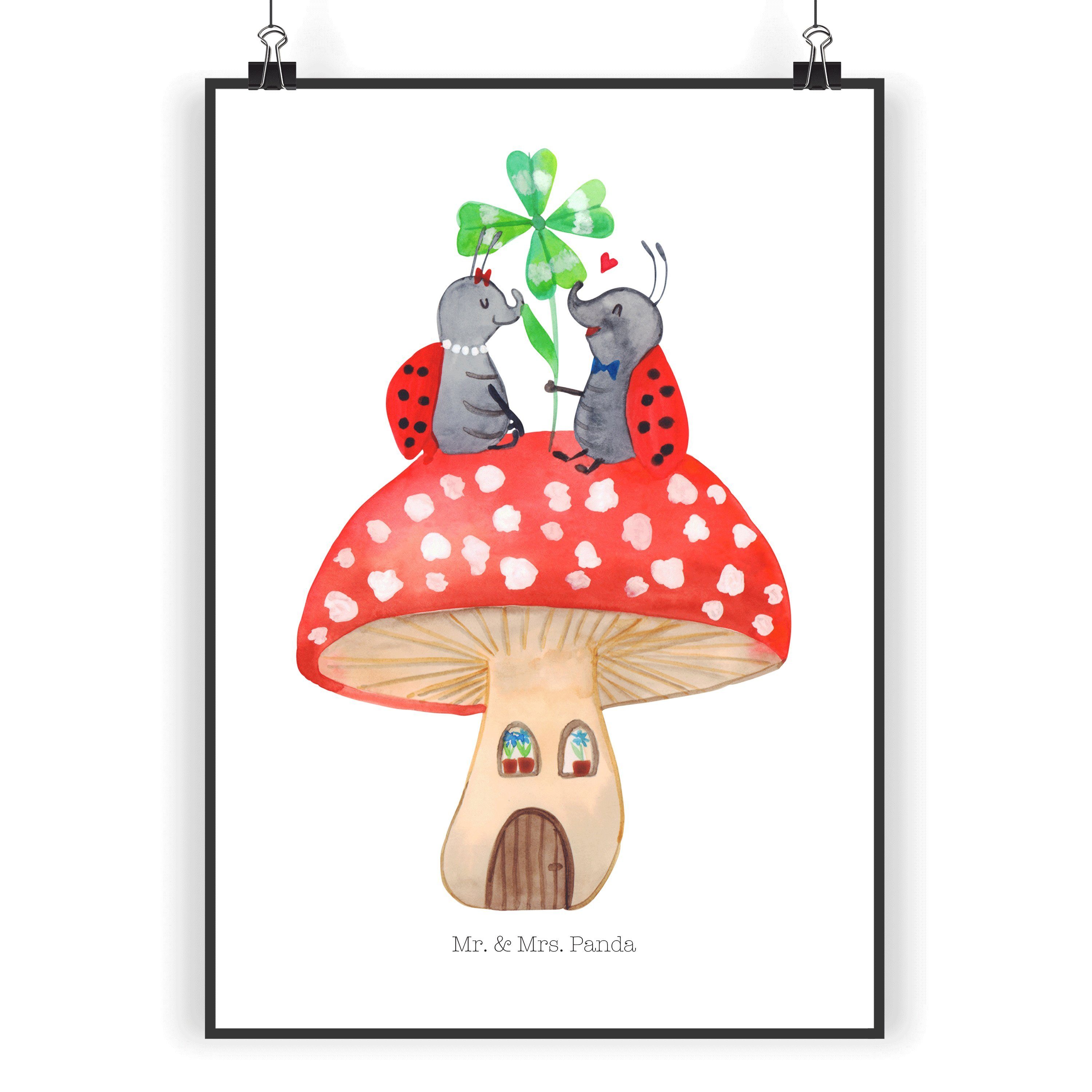 Mr. & Mrs. Panda Poster DIN A3 Marienkäfer Fliegenpilz Weiß