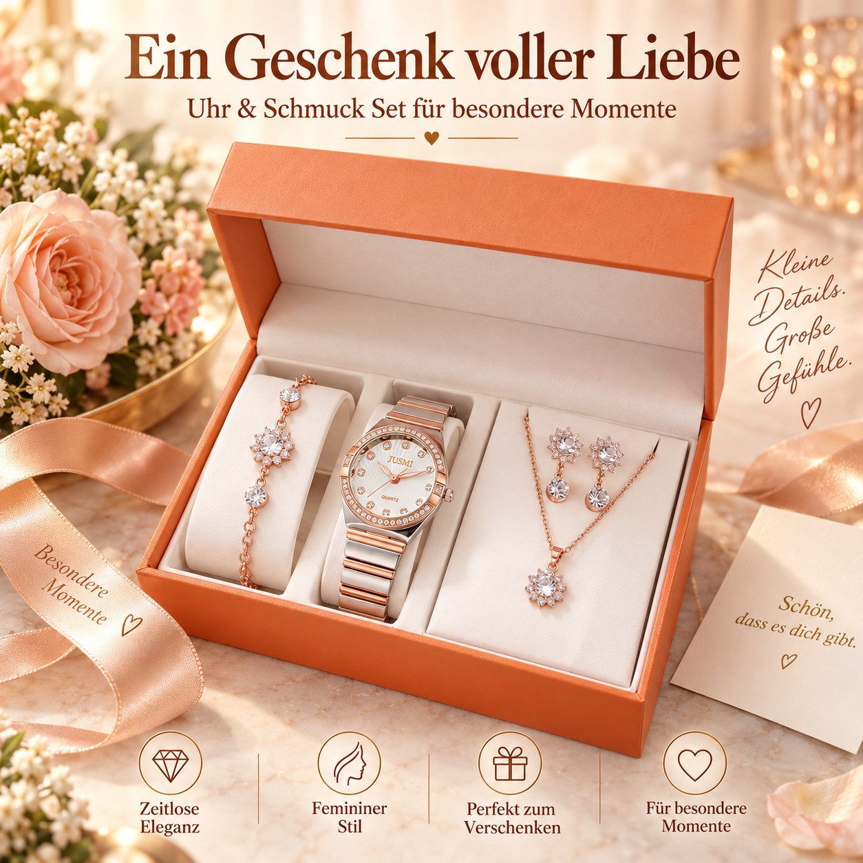ibettertec Quarzuhr Damen Geschenkset mit Uhr - Weihnachtsgeschenk für Frauen, (Set, 1-tlg., Edles Geschenk für Frauen, Besonderes Geschenk für Frauen), Damen G – Bild 2 von 5