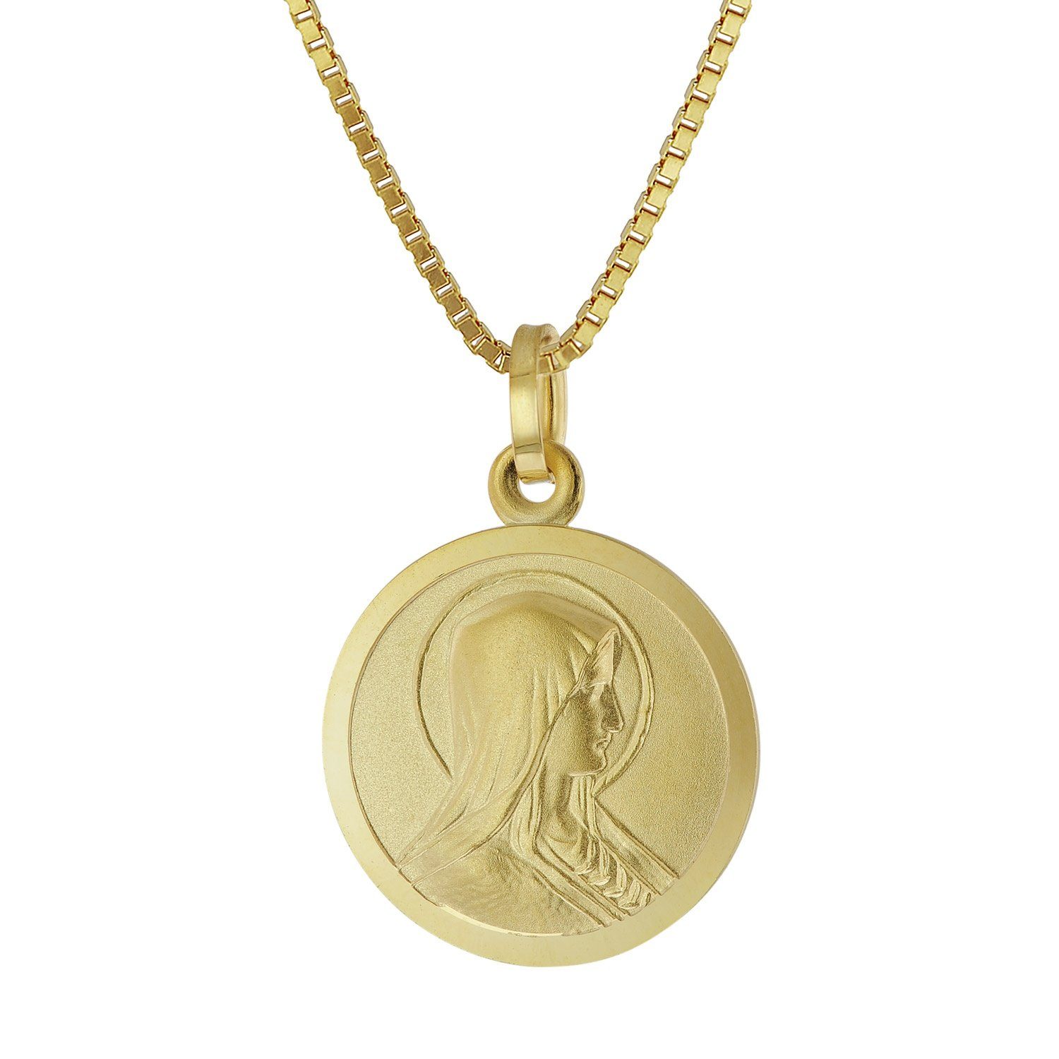 trendor Kette Madonna-Anhänger 585 Anhänger an 14K / Silberkette vergoldeter mit Gold