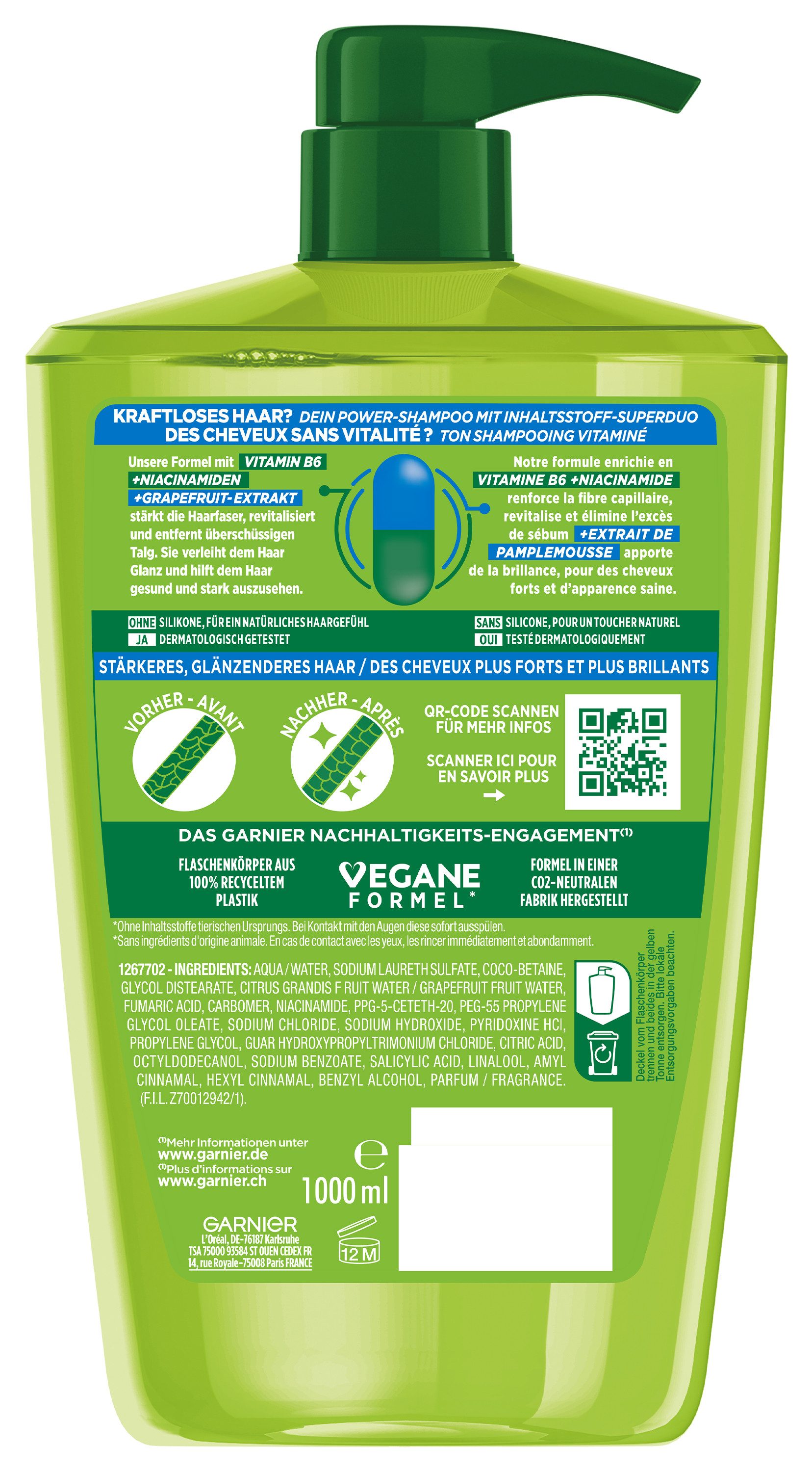 GARNIER Haarshampoo Garnier Fructis Kraft & Glanz Shampoo
