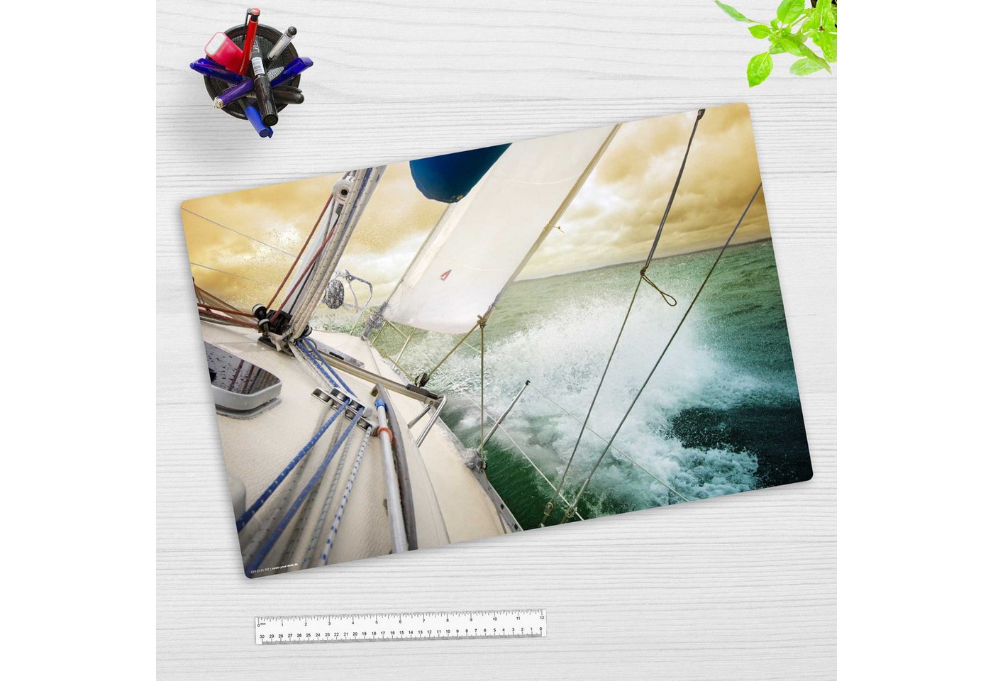 Thumbnail - cover-your-desk.de Schreibtischunterlage abwaschbar – Regatta-Segelboot – aus premium Vinyl – Made in Germany, (1 tlg)