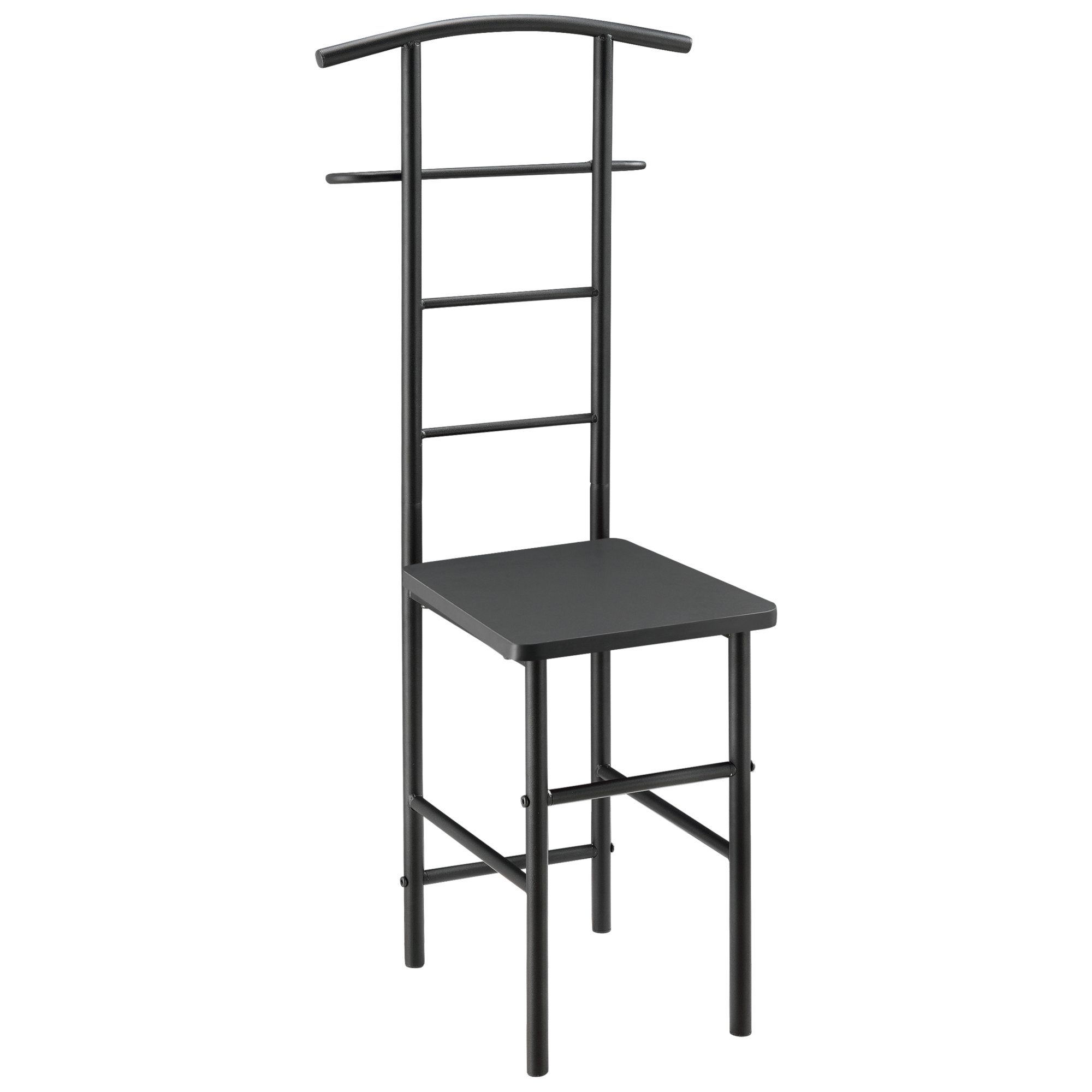 en.casa Herrendiener, Anaheim Stuhl mit Kleiderbügel und Hosenhalter Schwar günstig online kaufen