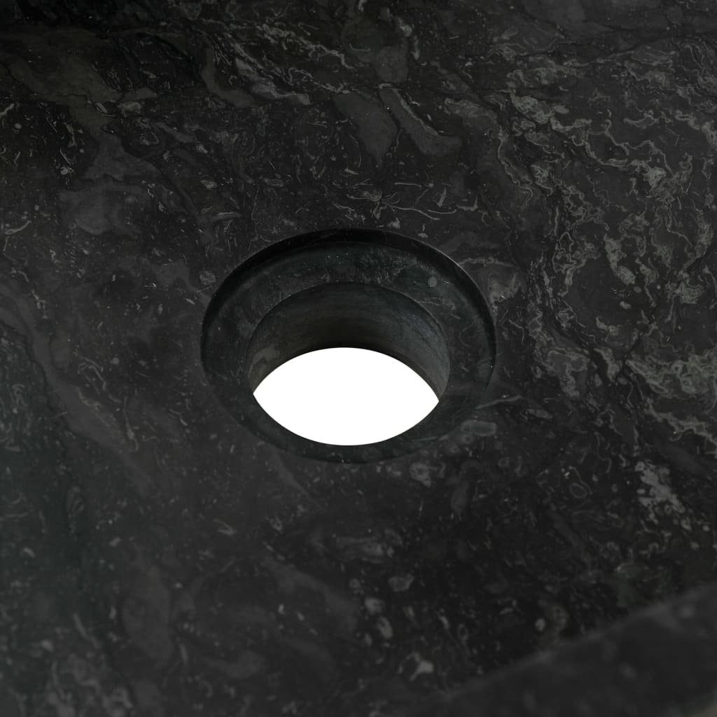 mit Waschbecken (1-St) Badezimmerspiegelschrank Schwarz Teak Waschtisch vidaXL Massivholz Marmor
