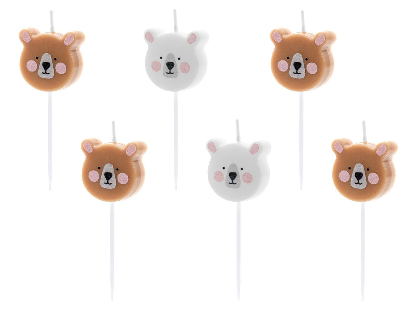 partydeco Geburtstagskerze, Geburtstagskerzen Teddybär 3cm braun weiß von partydeco