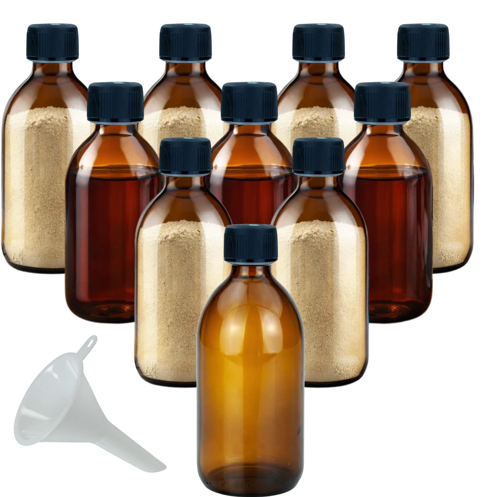 mikken Vorratsglas 10x Apothekerflasche 500ml braun mit Schraubverschluss Medizinflasche, (10er Set), Apothekerqualität, UV-Schutz
