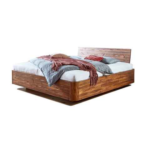 SAM® Holzbett Madeira, Schwebebett, Akazienholz lackiert, geschlossenes Kopfteil