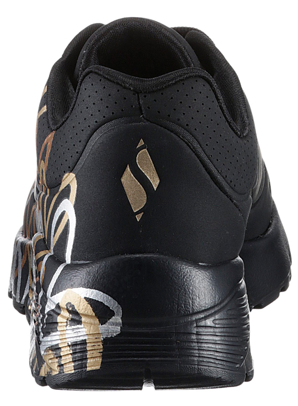 Skechers Skechers x JGoldcrown: Uno Lite - Metallic Love Plateausneaker, Schnürschuh, Keilsneaker mit Herzchen im Metallic Look bedruckt