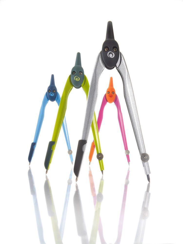 Herlitz Zirkel 4x Herlitz Zirkelkasten / Farbe: je 1x schwarz, lemon, pink und blau