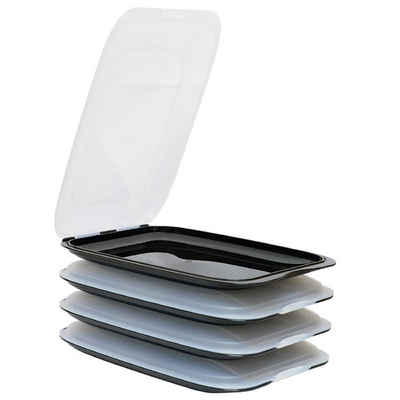 Engelland Frischhaltedose Aufschnittdosen, Aufschnittbox, Kunststoff, Kunststoff, (Vorteils-Set, 4-tlg., mit transparentem Deckel), stapelbar, platzsparend, Ordnung im Kühlschrank, Organizer, Stapelbox