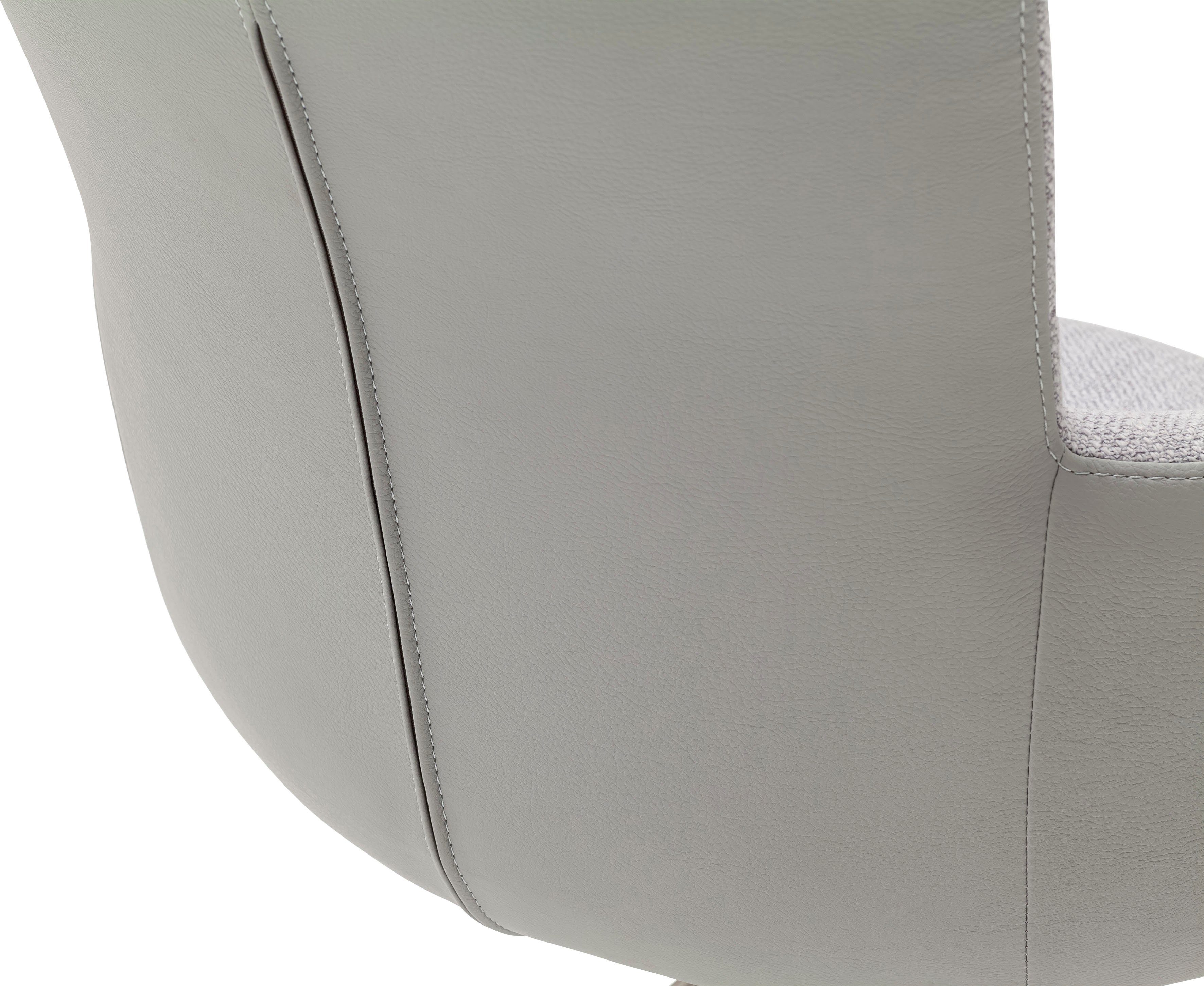 2er | 360° drehbar 120 MCA 2 furniture Edelstahl St), Mecana kg gebürstet bis Esszimmerstuhl Nivellierung, | mit Materialmix, (Set, Set Grau Grau Stuhl