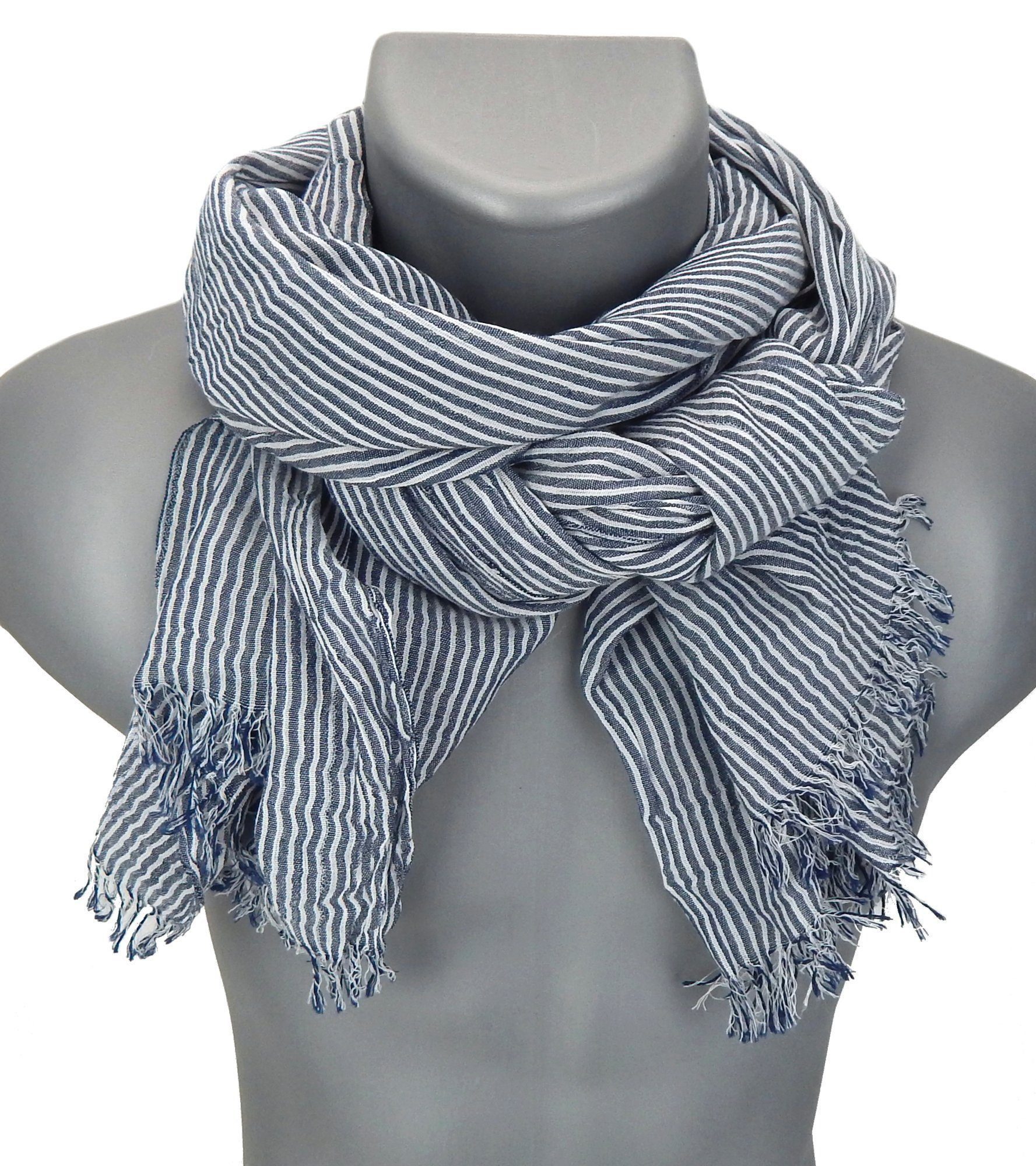 Ella Jonte Modeschal, 100% Baumwolle – Leichter Sommerschal mit maritimen Streifen