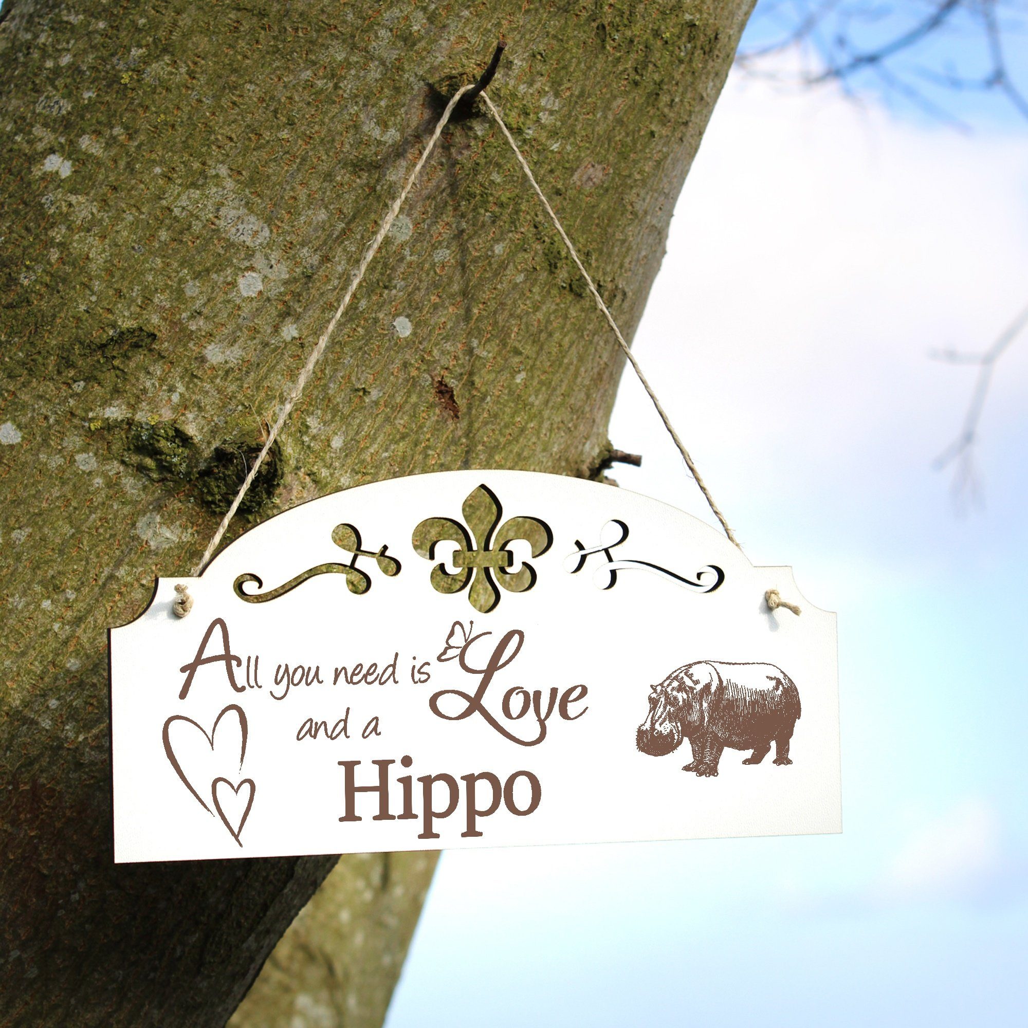 Dekolando Hängedekoration is All need Nilpferd Hippo Love you Deko 20x10cm