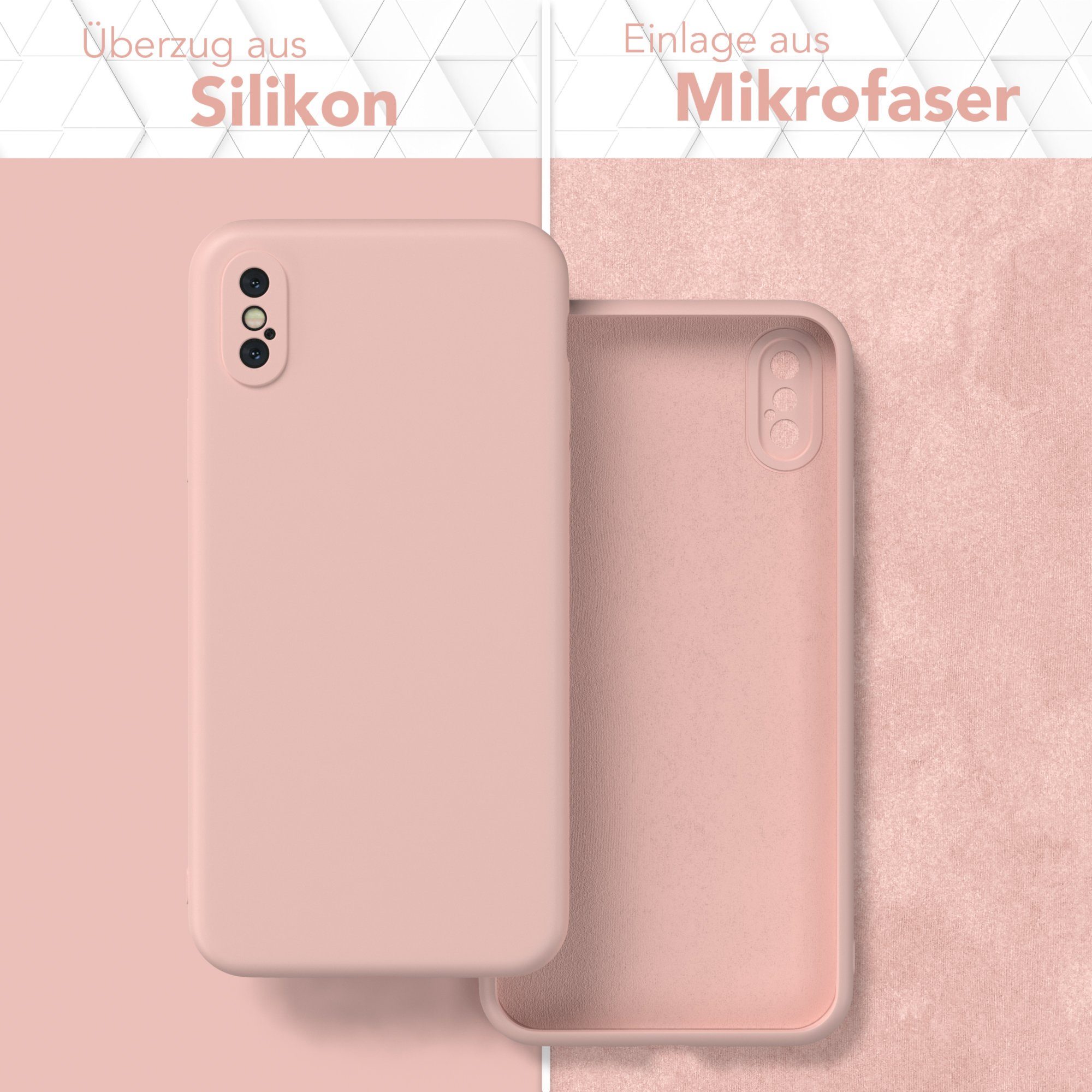 EAZY CASE Handyhülle für Apple iPhone XS Max Hülle Silikon 6,5 Zoll, Hülle mit Kameraschutz Bumper Case silikonschutzhülle Rosa / Altrosa