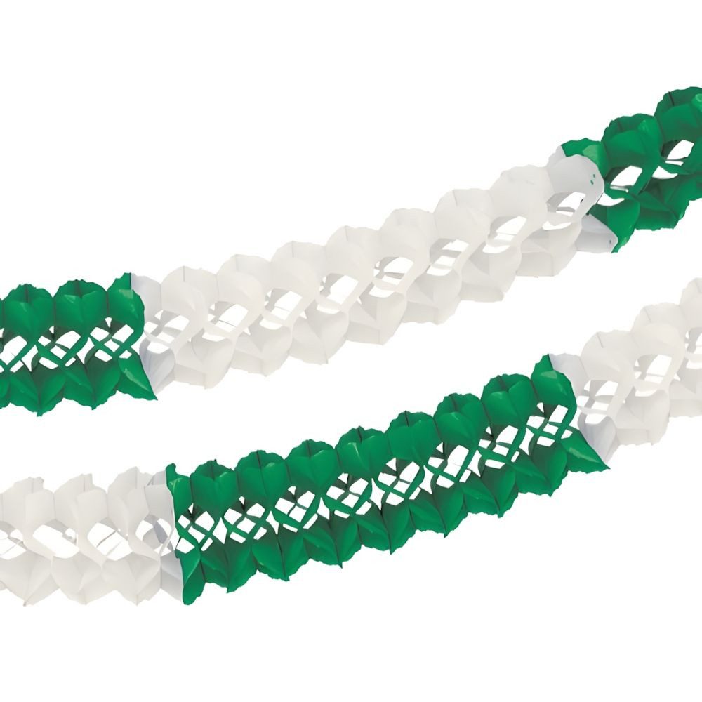 PAPSTAR Girlande Großraumgirlande Papier Ø 16 cm 10 m grün/weiss schwer entflammbar
