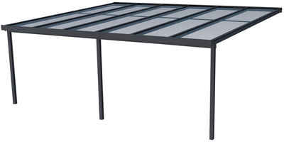 GUTTA Terrassendach Premium, BxT: 611x506 cm, Bedachung Doppelstegplatten, BxT: 611x506 cm, Dach Polycarbonat gestreift weiß