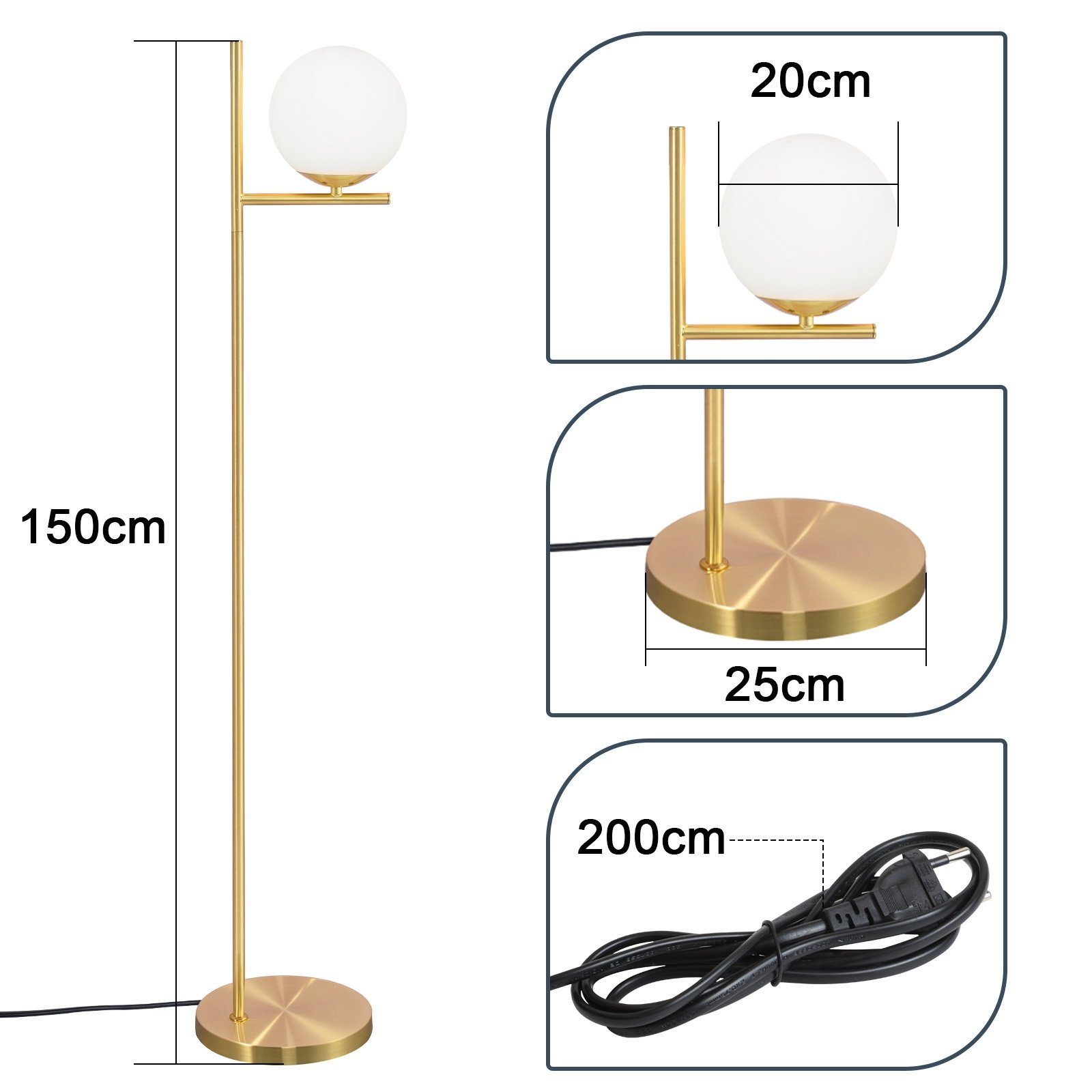 ZMH Stehlampe Wohnzimmer 1Flammig Metall Industrial günstig online kaufen