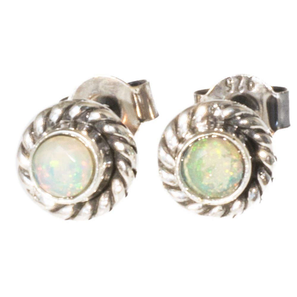 Paar Ohrstecker Ohrstecker mit echtem Edel Opal 925 Silber