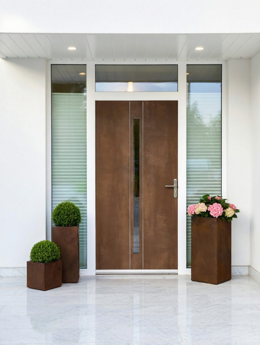 Pflanzwerk® Pflanzkübel CUBE Premium Fiberglas Blumenkübel Frostbeständig mit Lotus-Effekt, Lotus-Effekt - Handgefertigt - Eckig - Frostbeständig