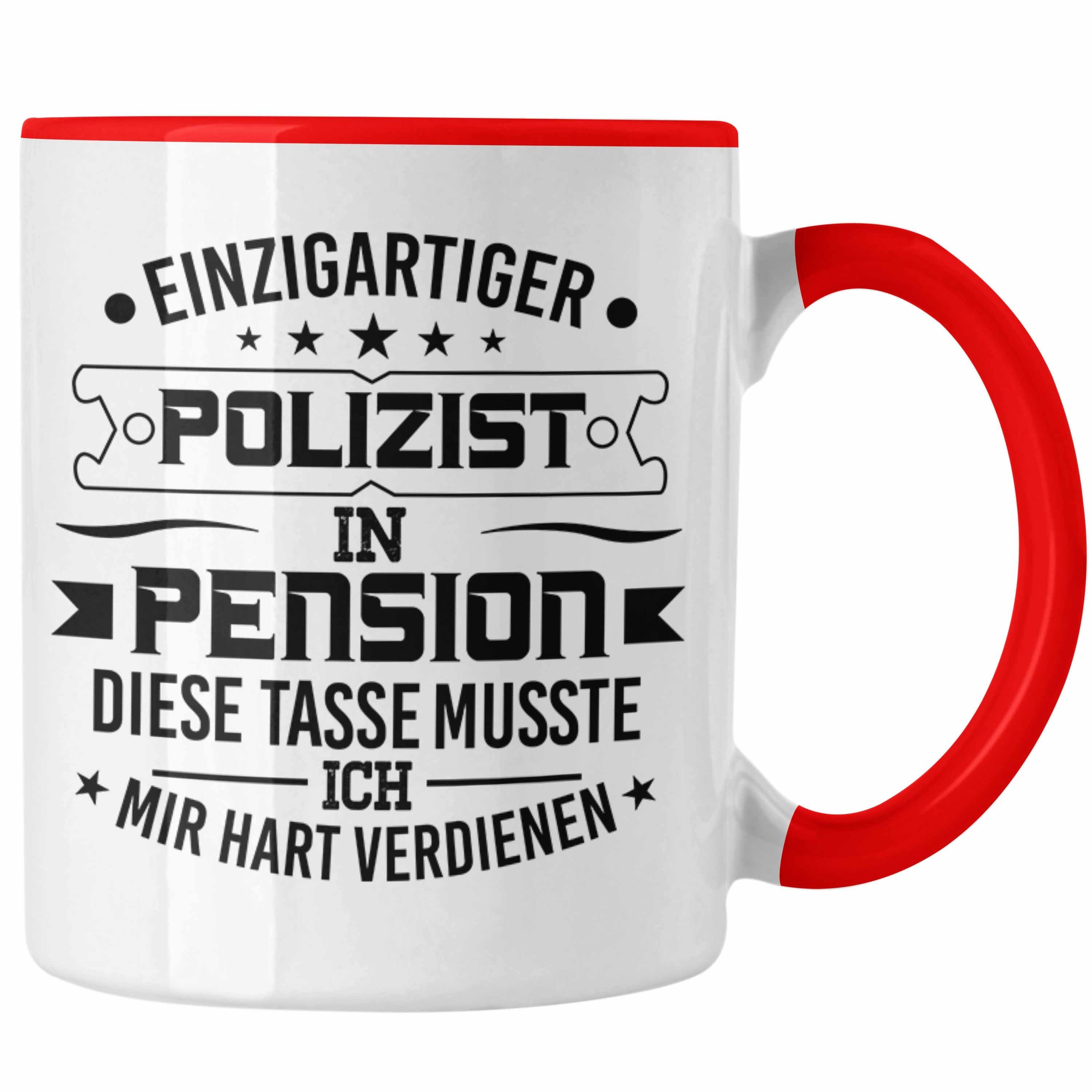 Trendation Tasse Trendation - Polizist Tasse Geschenk Bester Polizist Geschenkidee Polizei Spruch Geburtstag Rot