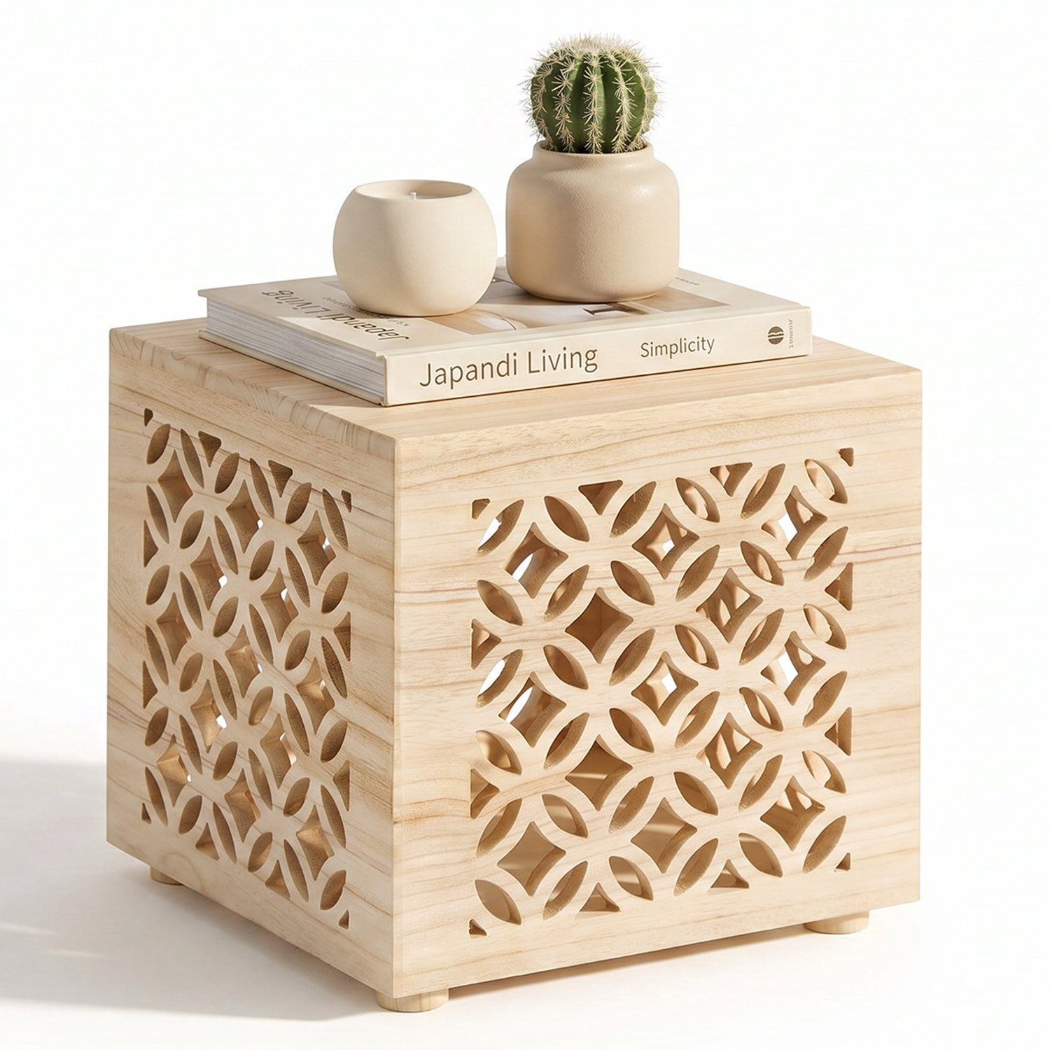 Homestyle4u Nachttisch Wohnzimmer Holz Blumenständer Hocker Nachttisch Pflanzen Massiv Natur