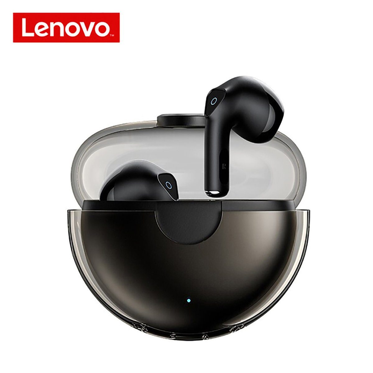 Lenovo LP80 mit Touch-Steuerung Bluetooth-Kopfhörer (True Wireless, Siri, Google Assistant, Bluetooth 5.0, kabellos, Touch-Steuerung und 300 mAh Kopfhörer-Ladehülle - Schwarz)