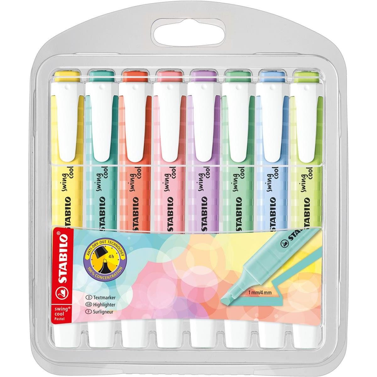 STABILO Marker STABILO swing cool Textmarker - 1+4 mm - pastell - 8er Etui