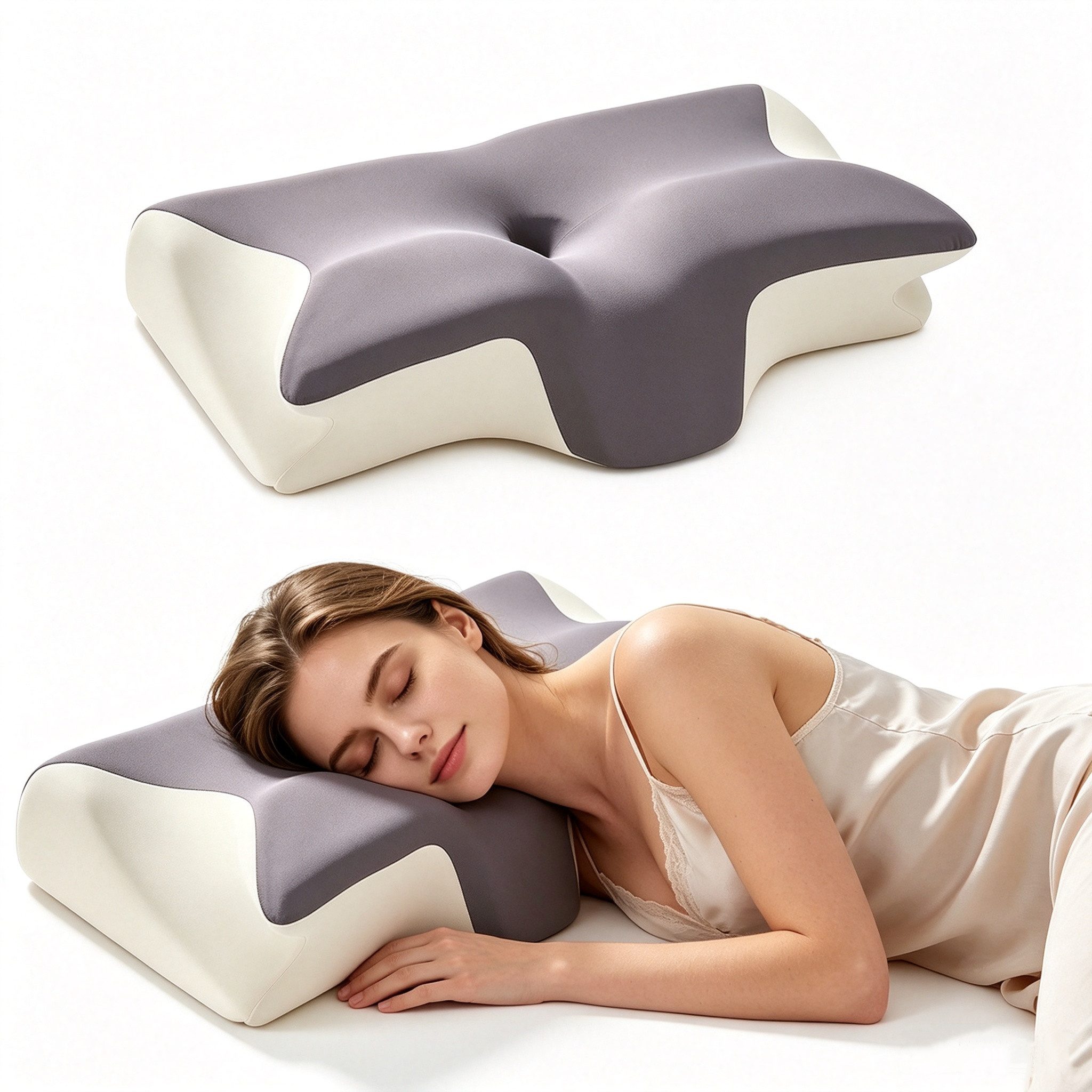 Kityhome Nackenstützkissen Nackenkissen Kopfkissen, Nackenstützkissen Schlafkissen, Nackenkissen Eis-Seide-Stoff,Kissen für Seiten Rücken & Bauchschläfer