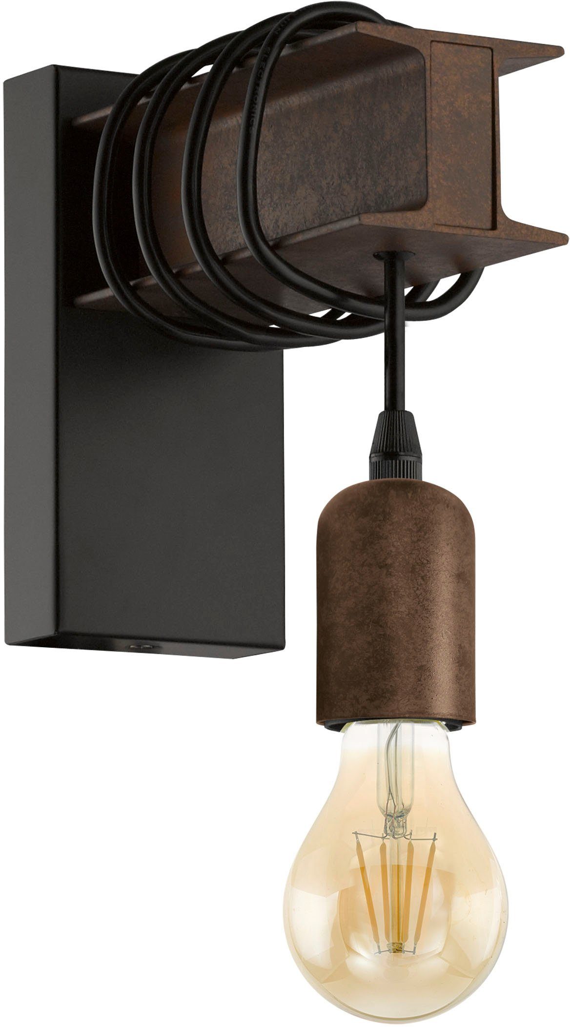 EGLO Wandleuchte TOWNSHEND 4, ohne Lampe, Wandleuchte Retro Vintage im E27 Leuchtmittel, Design, Industrial Fassung