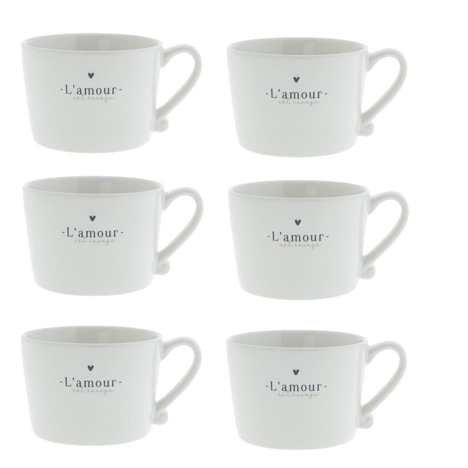 Bastion Collections Tasse Schwarzes Herz, Keramik, Spülmaschinengeeignet, Weiß, Motiv: Herz