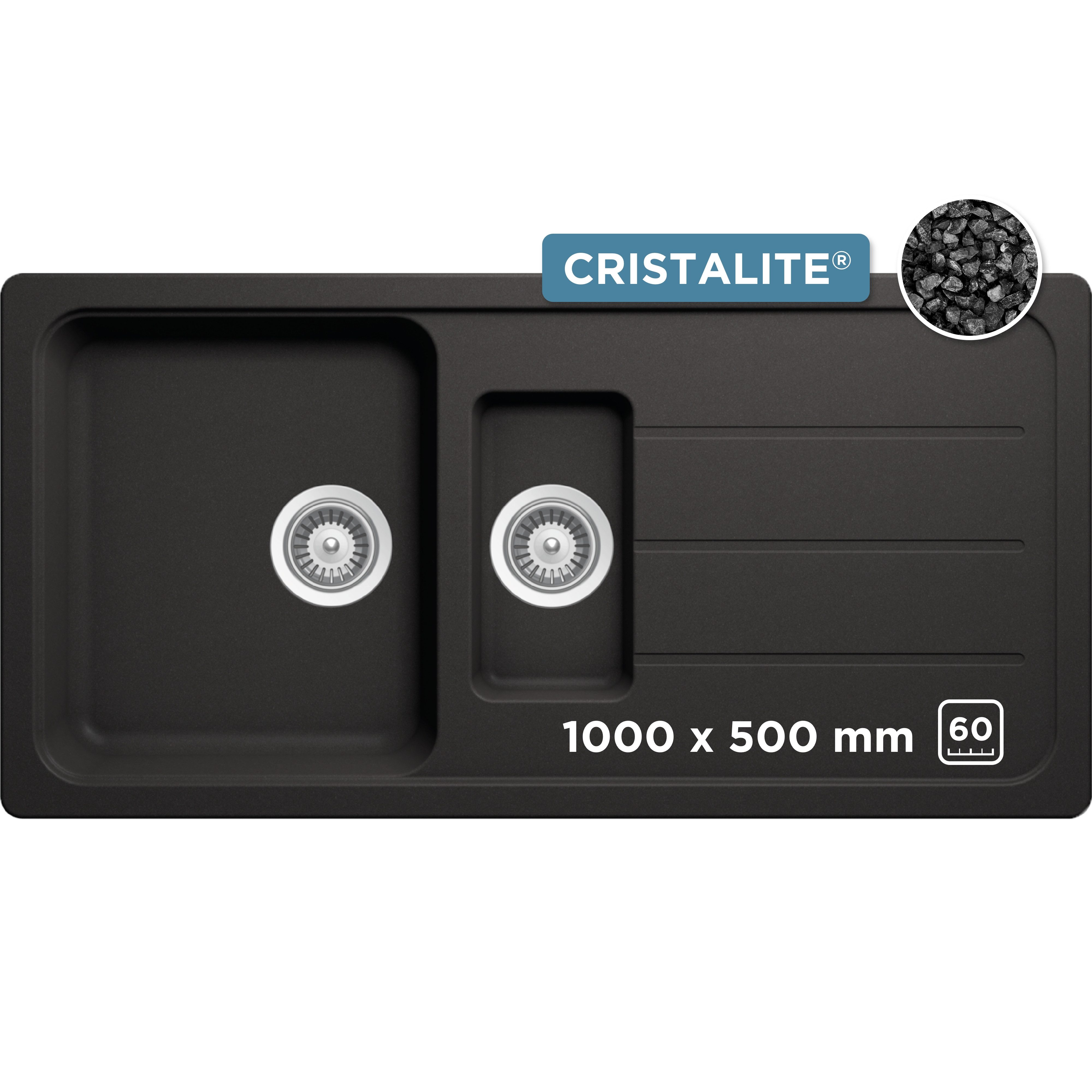Schock Granitspüle Formhaus, rechteckig, 100/50 cm, mit Restebecken