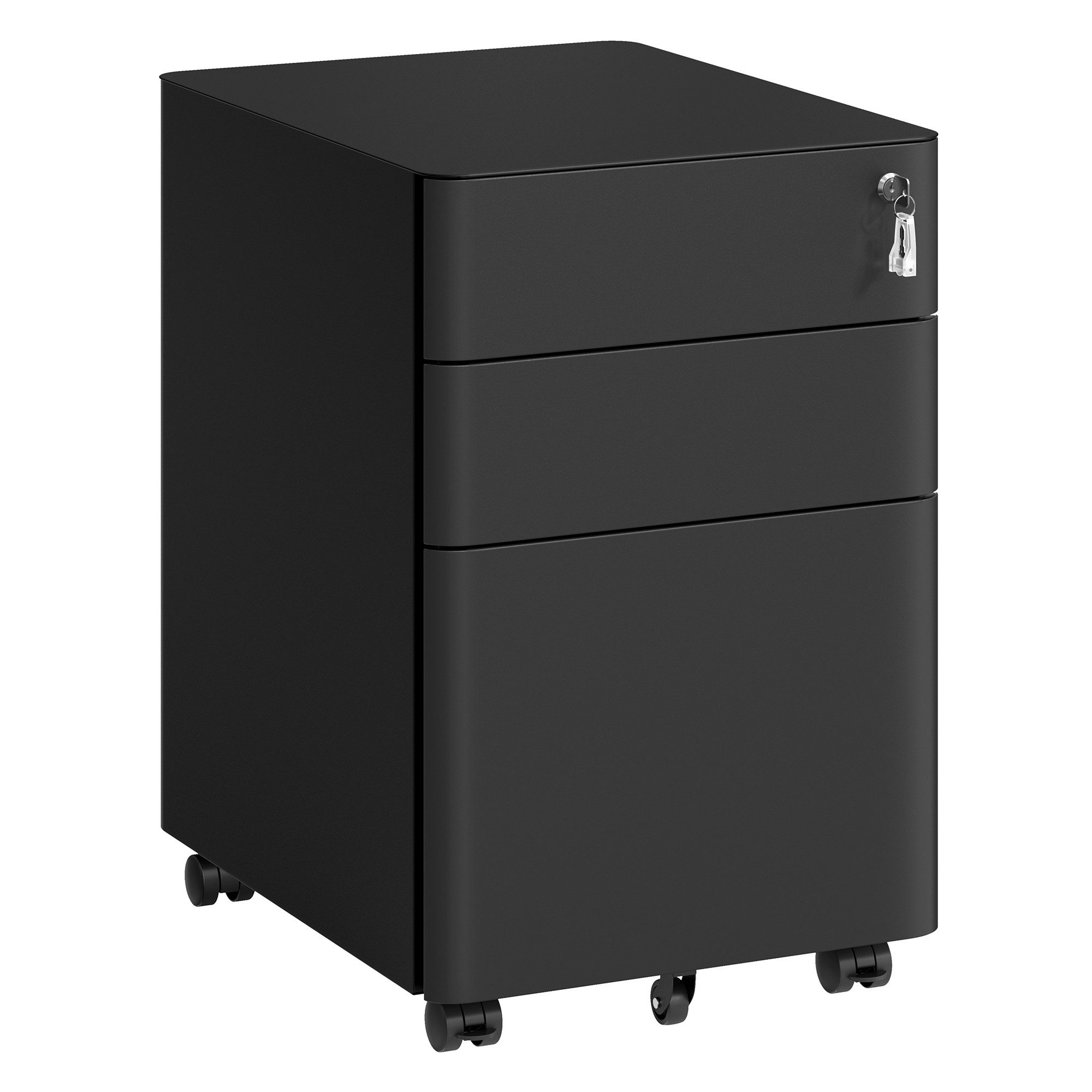 Aktenschrank Rollcontainer, Büroschrank mit Rollen, Stahl