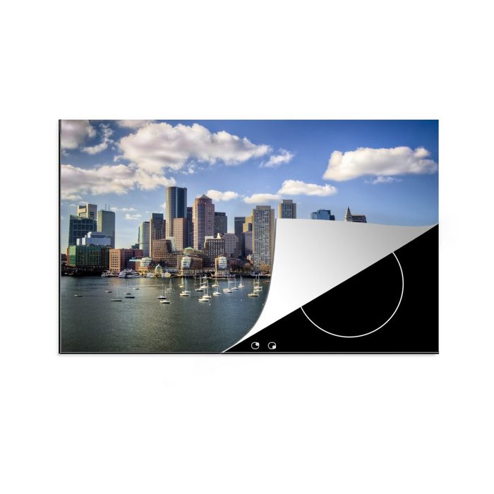 MuchoWow Herdblende-/Abdeckplatte Skyline - Boston - Hafen Vinyl (1 tlg) induktionskochfeld Schutz für die küche Ceranfeldabdeckung