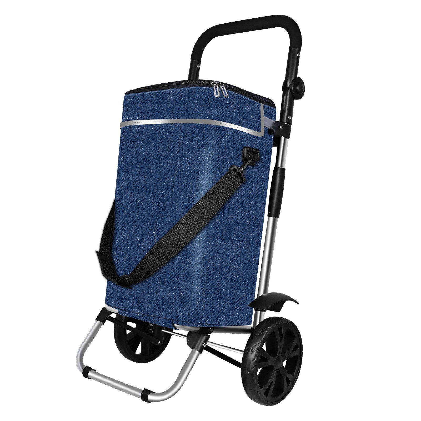 STILVORA Einkaufstrolley Faltbar Handwagen Bollerwagen Transportwagen klappbar Einkaufstrolley, 40 l, Trolley Sackkarre Umhängetaschemit Kühlfach und belastbar bis 40kg