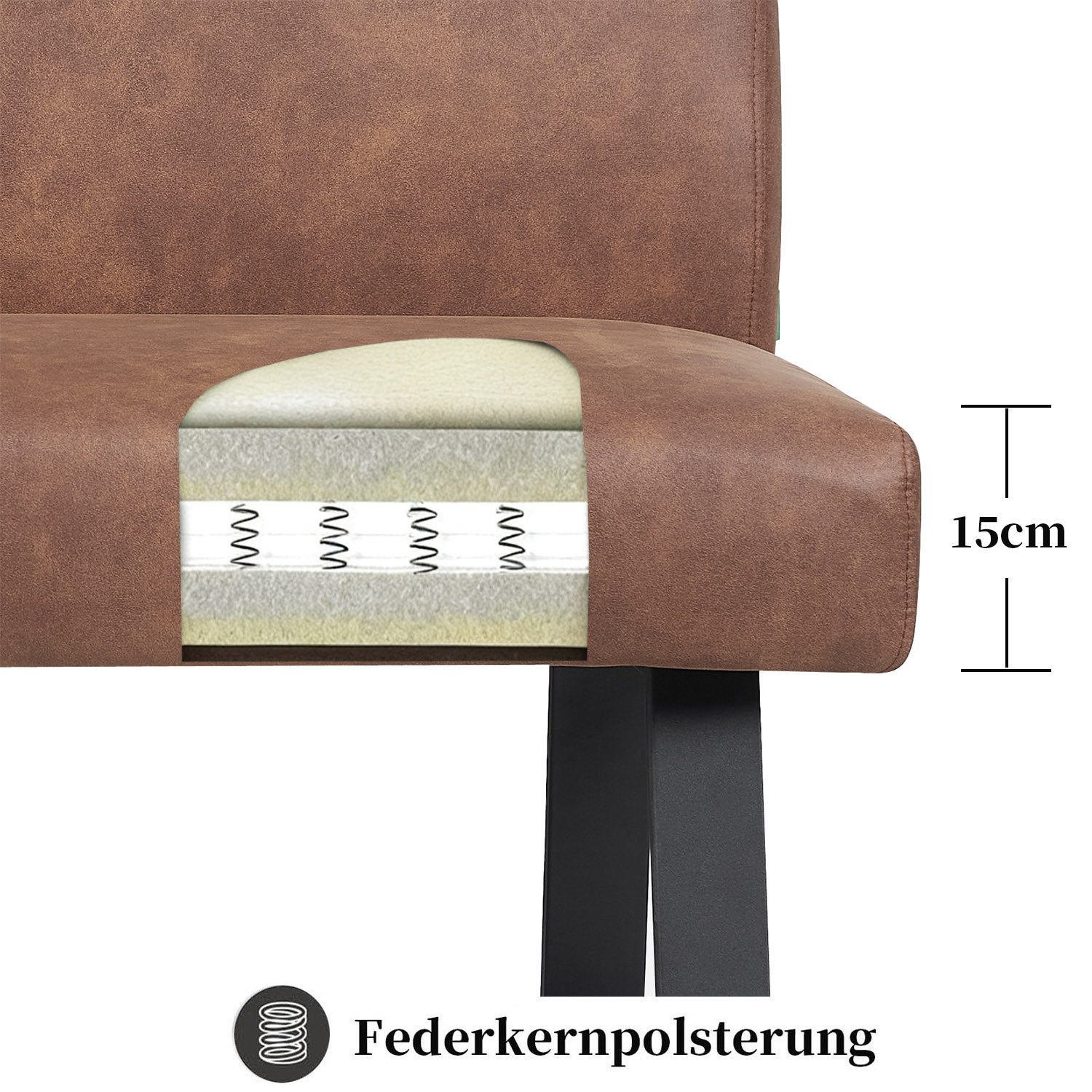 DUBI Möbel Essbank JOYCE, mit Federkernbox gepolstert, mit Rückenlehne, Metallgestell