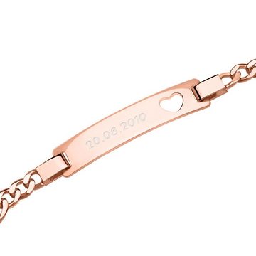 Unique Silberarmband Figaro Herzarmband rosé vergoldet ID0035-H-R (Länge: 16cm)