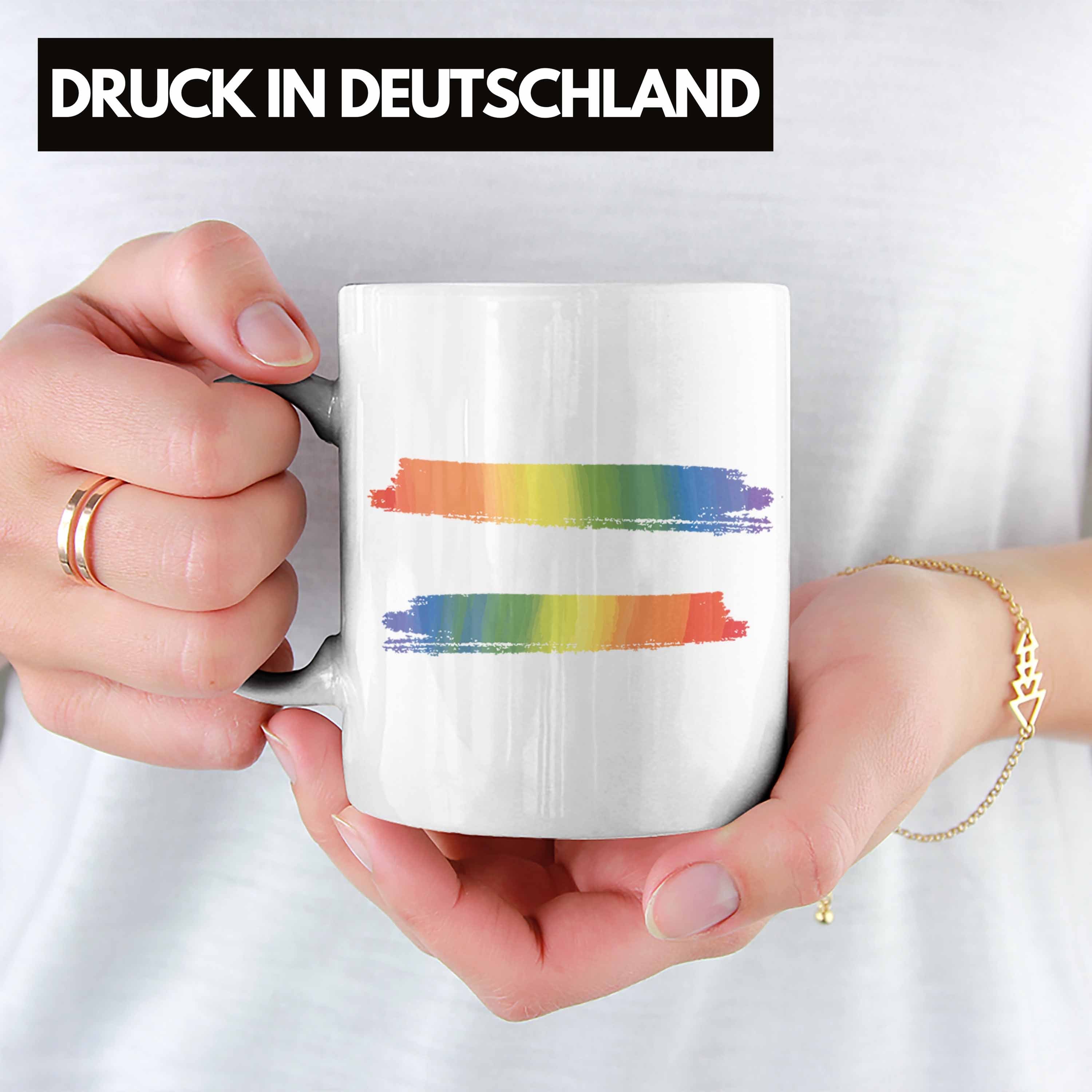 Geschenk - LGBT Trendation Grafik Schwule Regenbogen Lesben Weiss Tasse Transgender Tasse Trendation Pride