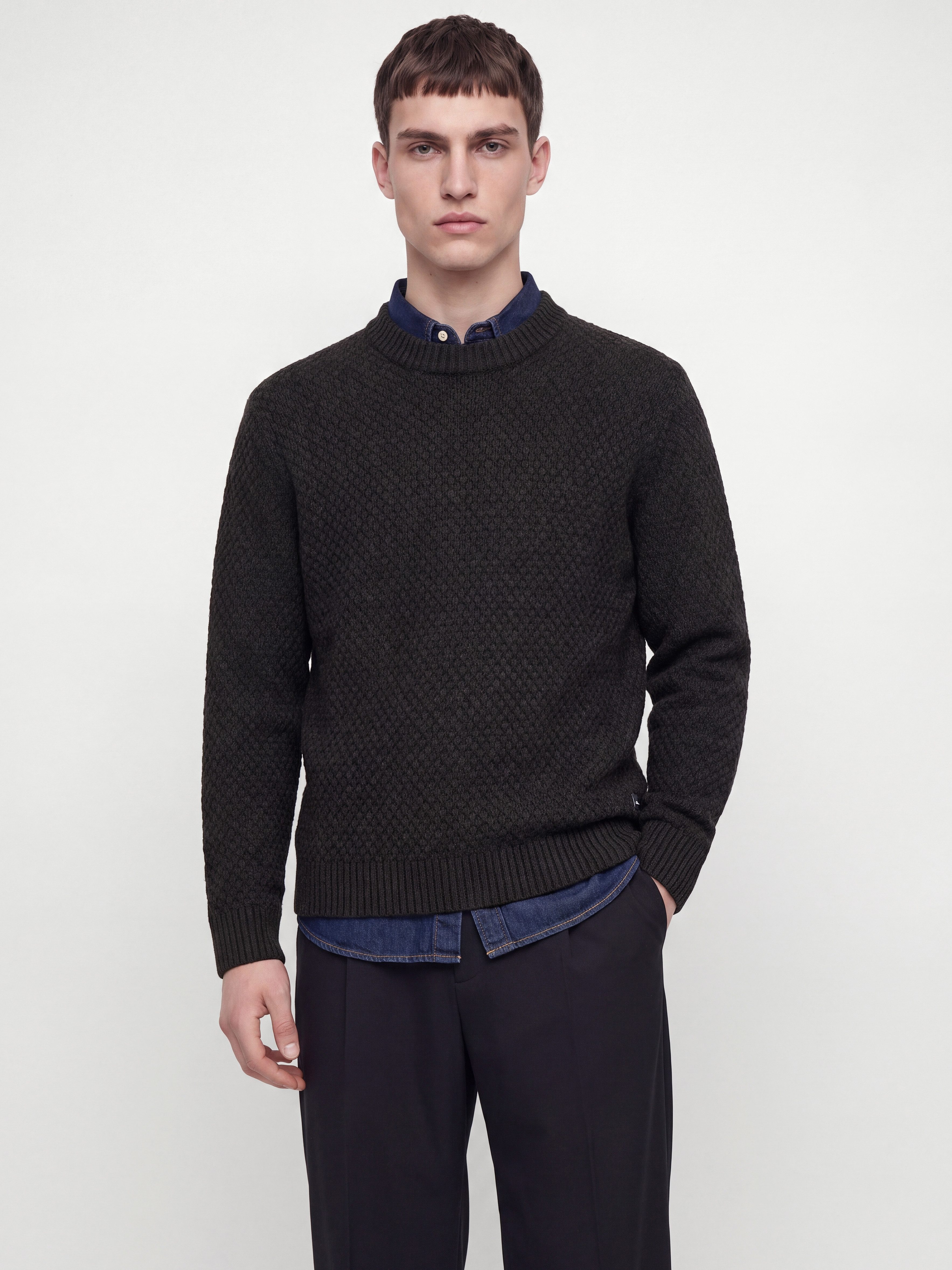 Jack & Jones Rundhalspullover JJBLAKE KNIT CREW NECK SN Materialmix, relaxed fit