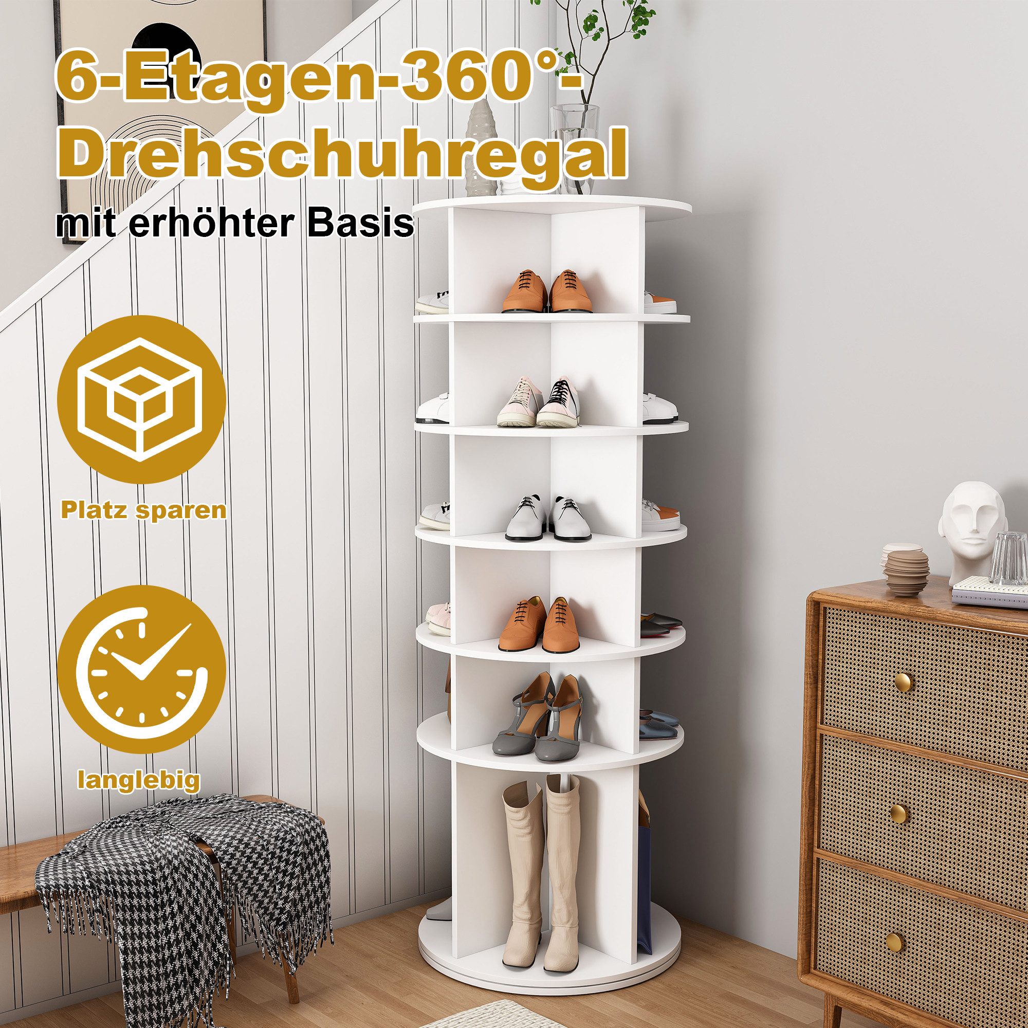MC Star Schuhregal Drehbares mit 360° Drehfunktion, extra hoher Boden für S günstig online kaufen