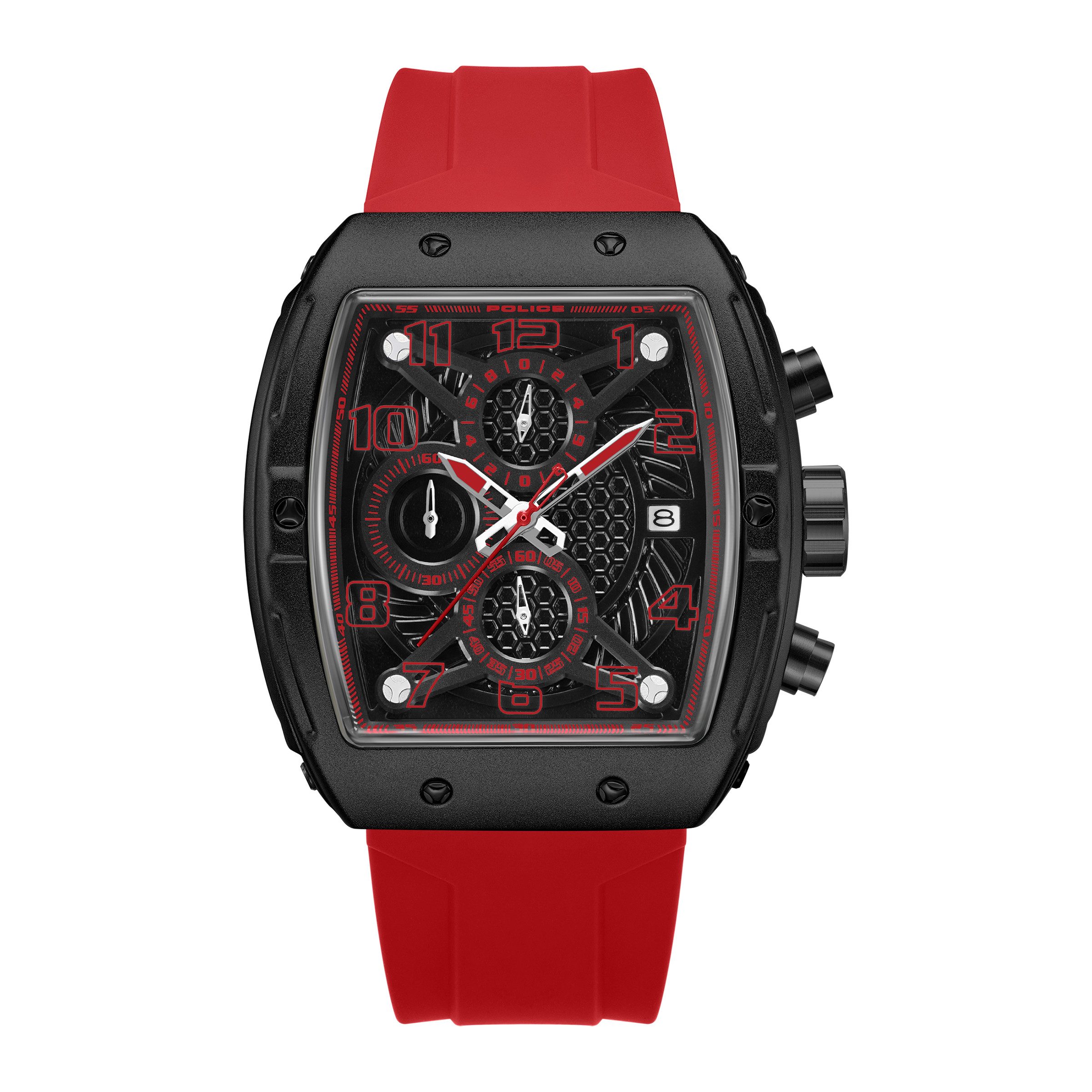 Police Chronograph Coswig PEWGO0063105, Quarzuhr, Armbanduhr, Herrenuhr, Silikonarmband, analog, Tag