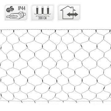 ECD Germany LED-Lichternetz LED Lichtervorhang 1x2 m warmweiß 160 LED