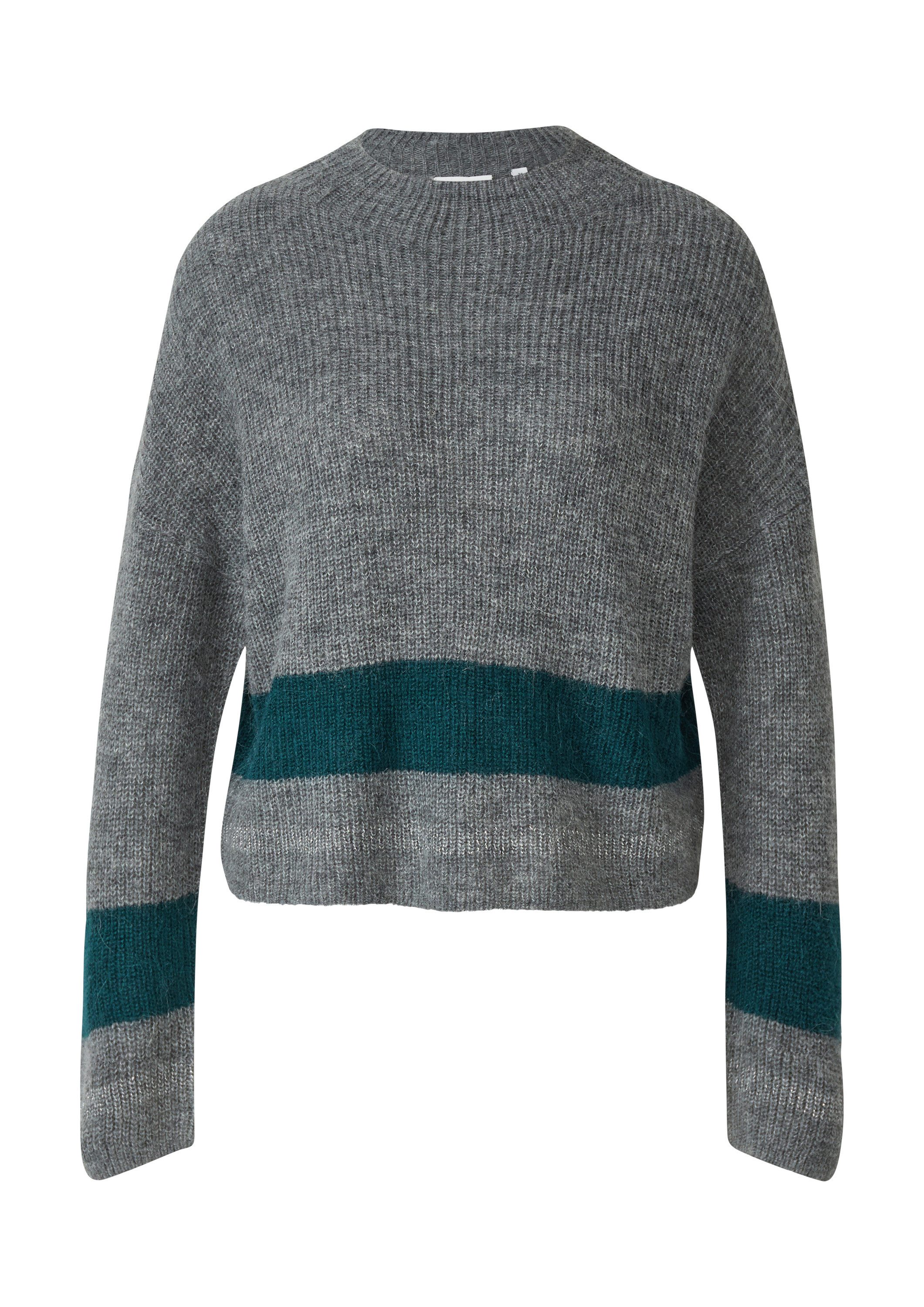 comma Longpullover Strickpullover Strickpullover mit Kontrastdetails im Relaxed Fit