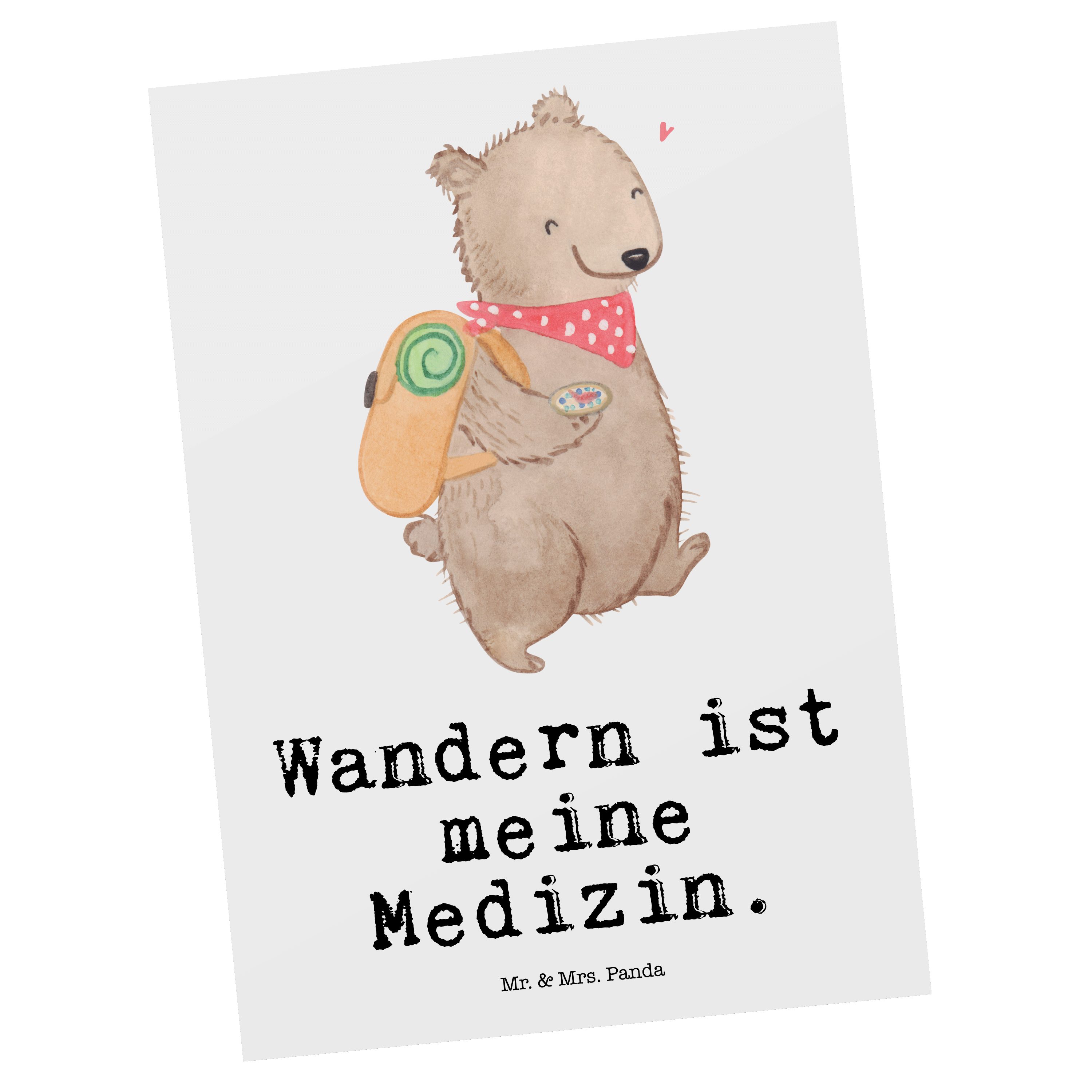 Mr. & Mrs. Panda Postkarte Bär Wandern Medizin - Weiß - Geschenk, Einladungskarte, Schenken, Hob