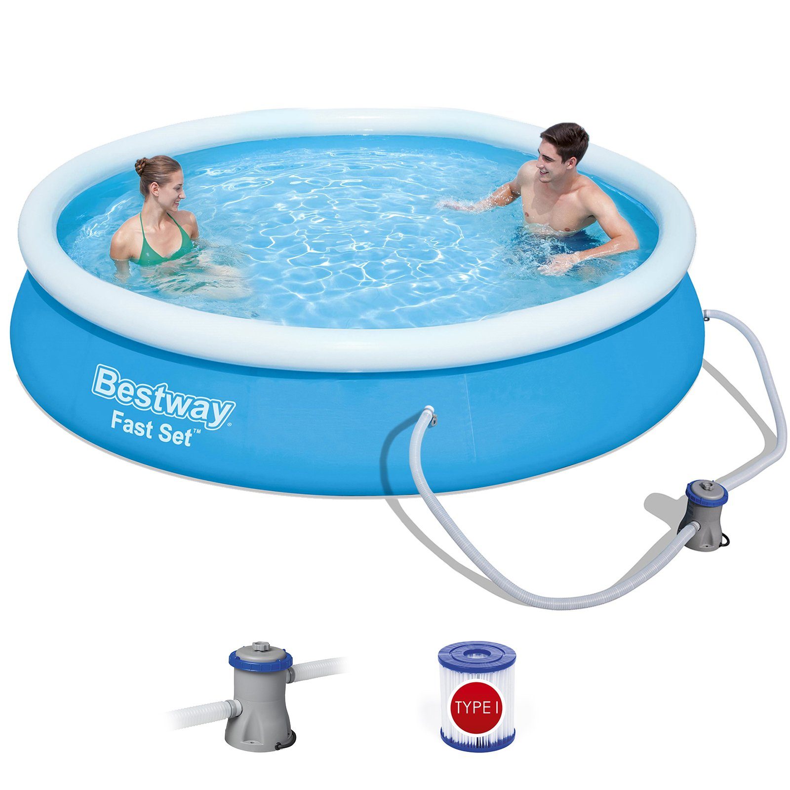 Pool 57274 Fast Set Pool Swimmingpool Rund + Filterpumpe Filter 366x76cm
